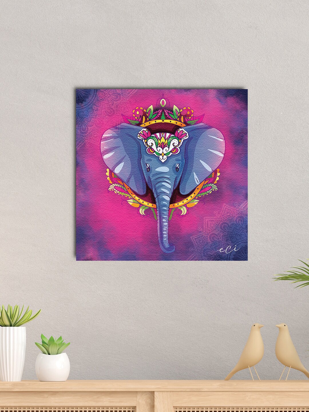 

eCraftIndia Blue & Purple Ganesha Printed Framed Wall Art