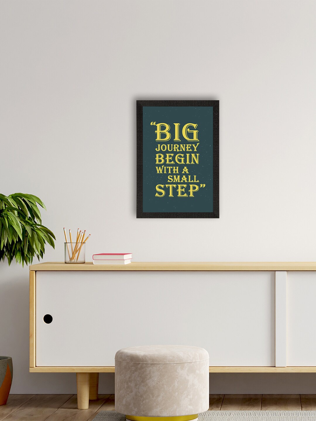 

eCraftIndia Green & Yellow Journey Begins Printed Matt Texture UV Wall Art
