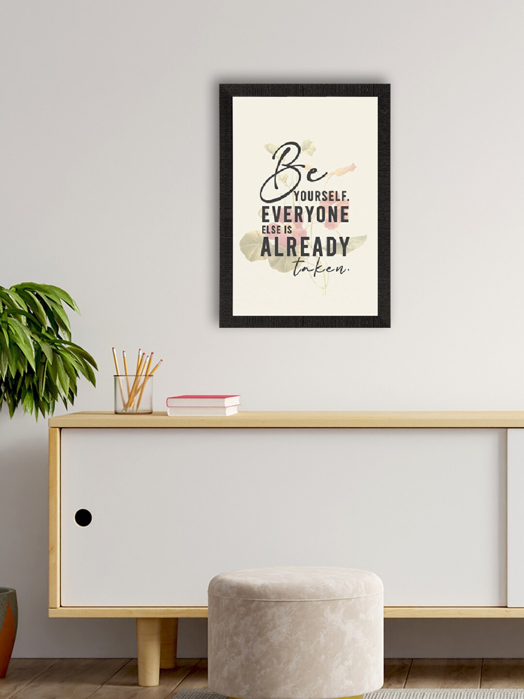 

eCraftIndia Off-White & Black Be Yourself Printed Framed Wall Art