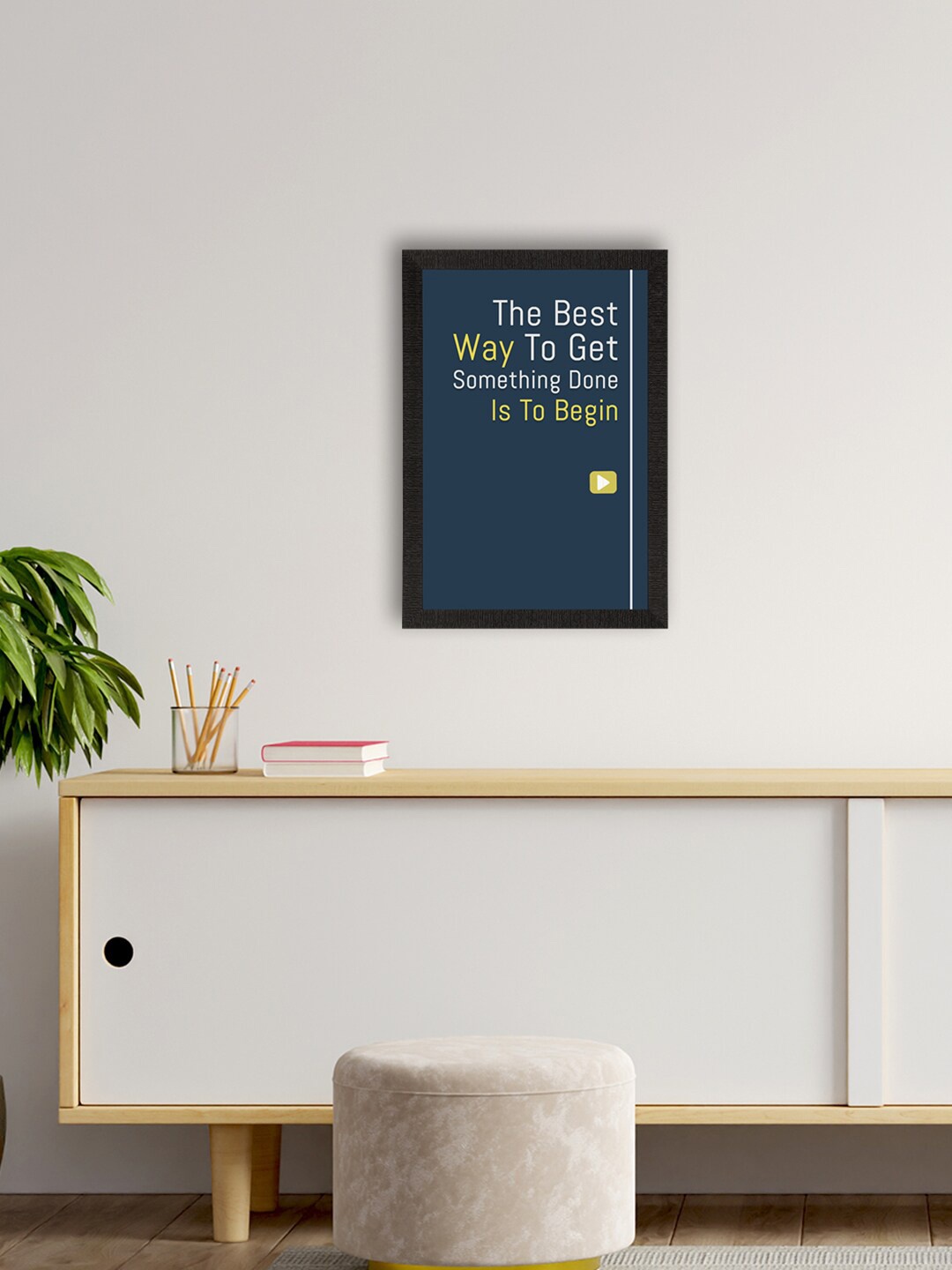 

eCraftIndia Blue "The Best Way" Motivational Quote Satin Matt Texture UV Art Painting