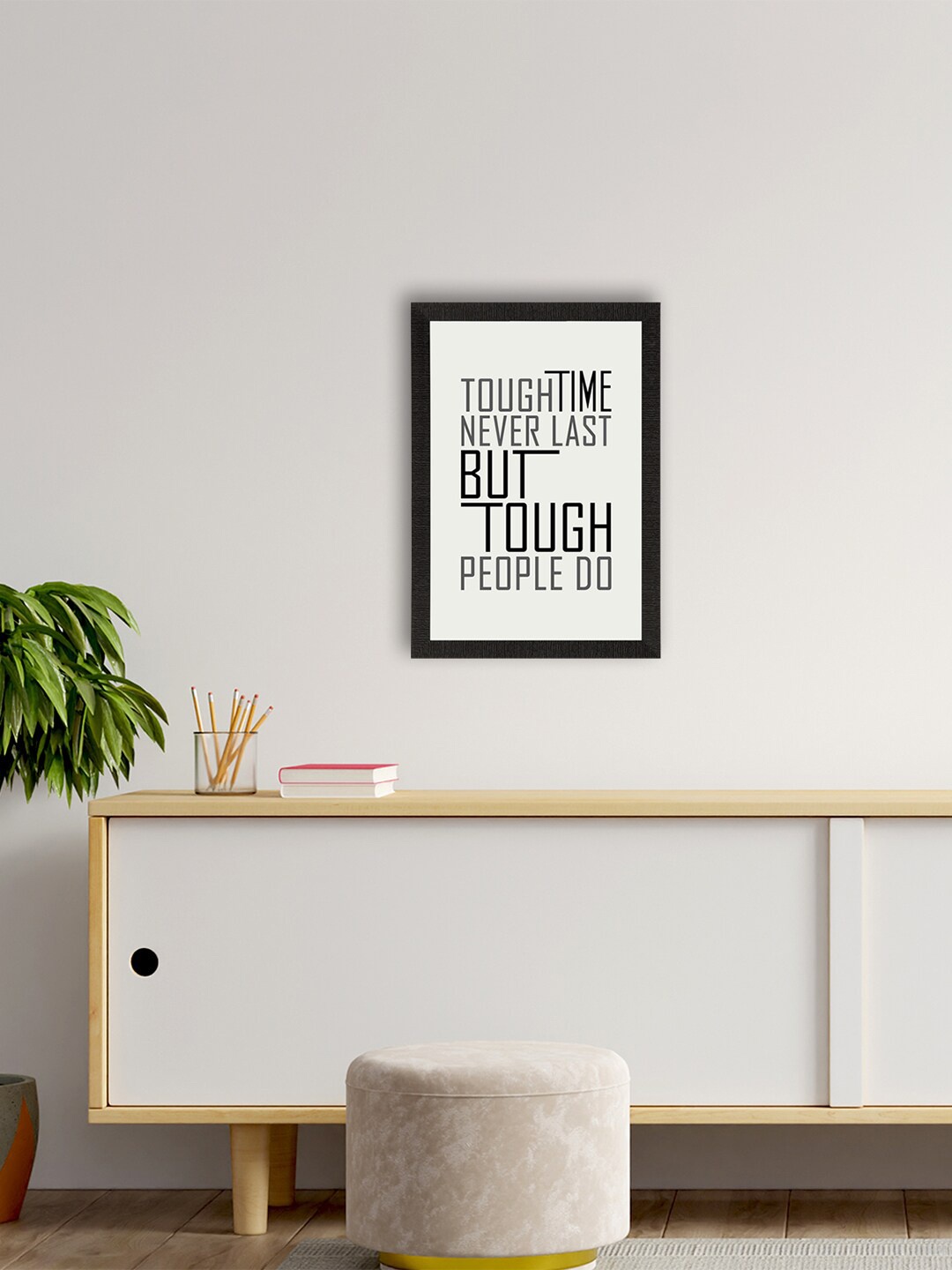 

eCraftIndia White & Black Motivational Quotes Framed Satin Matt Texture UV Wall Art
