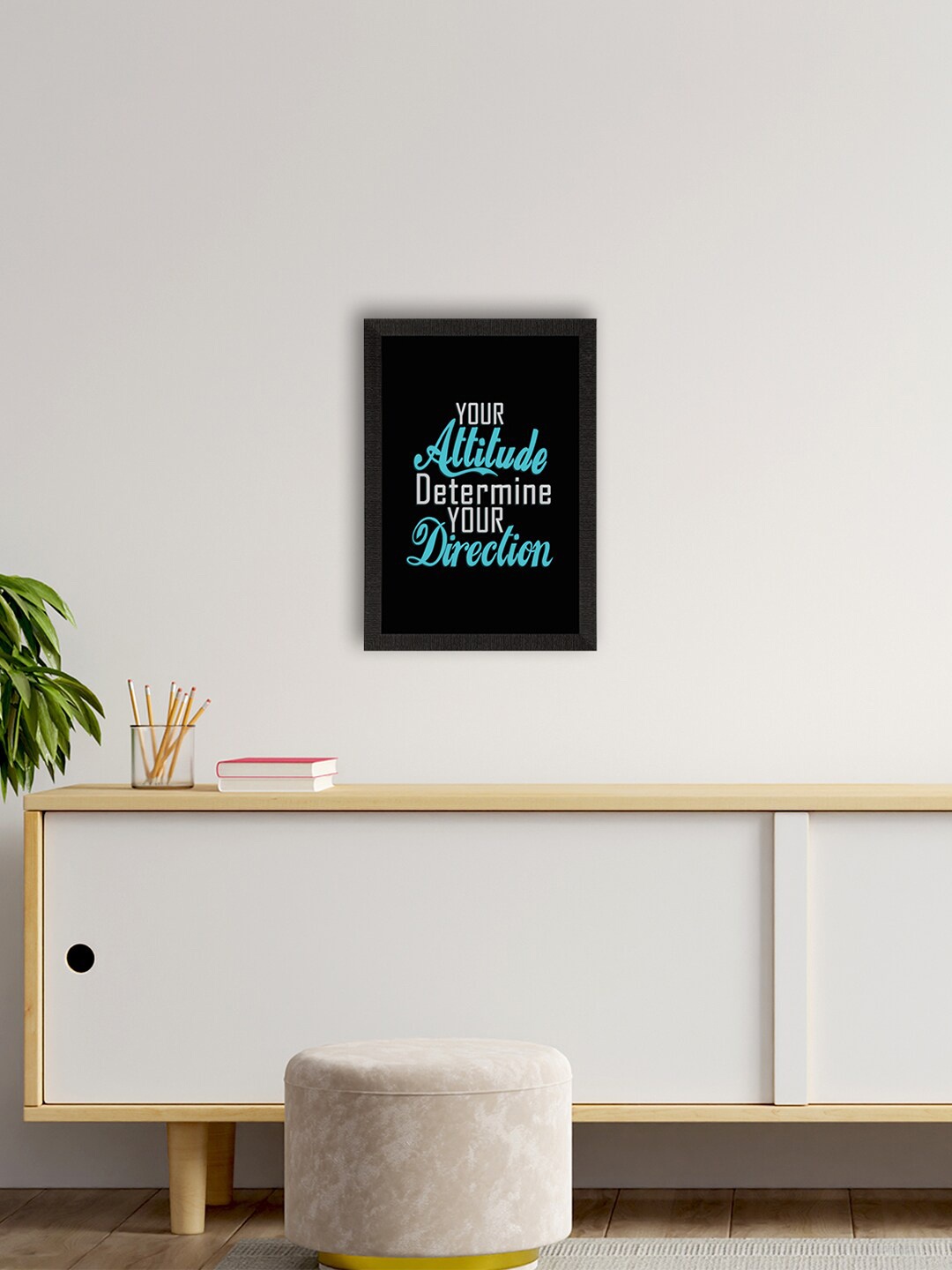 

eCraftIndia Blue & Black Motivational Quote Satin Matt Texture UV Art Painting