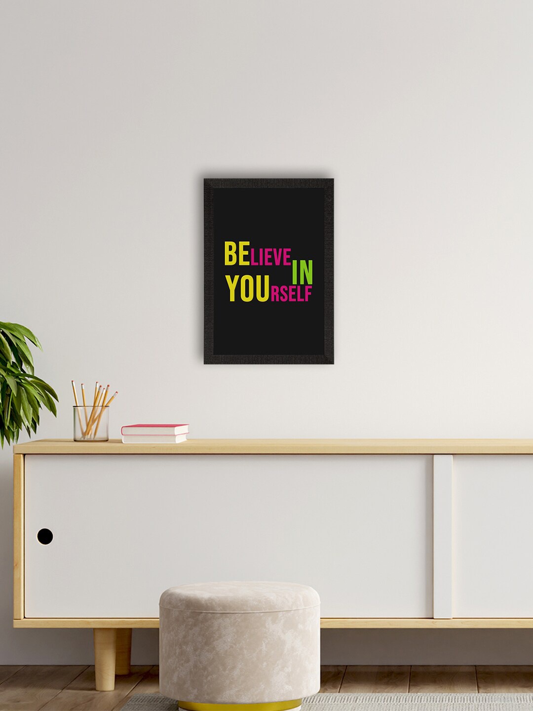 

eCraftIndia Black & Yellow Motivational Quote Wall Painting