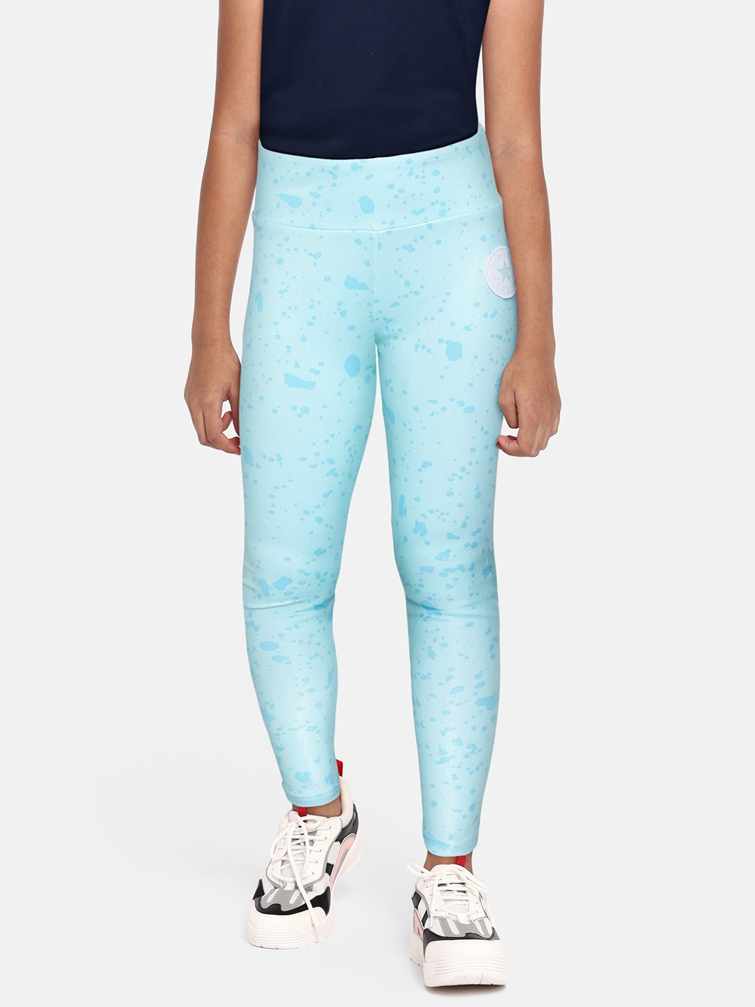 

Converse Girls Blue Geometric Printed High Rise Foil Dri-FIT Tights