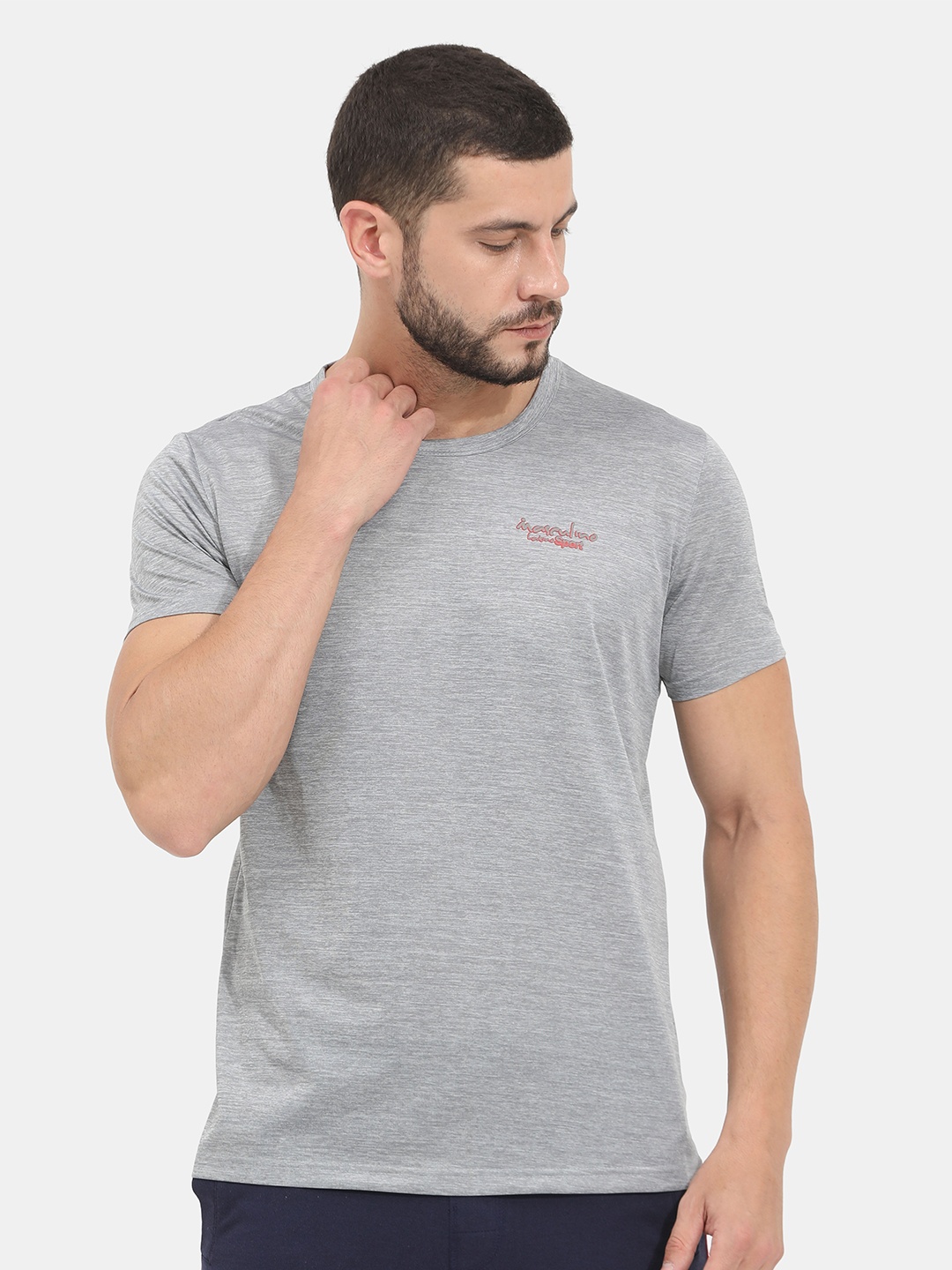 

Masculino Latino Plus Men Grey Training or Gym T-shirt With Rapid Dry Technology