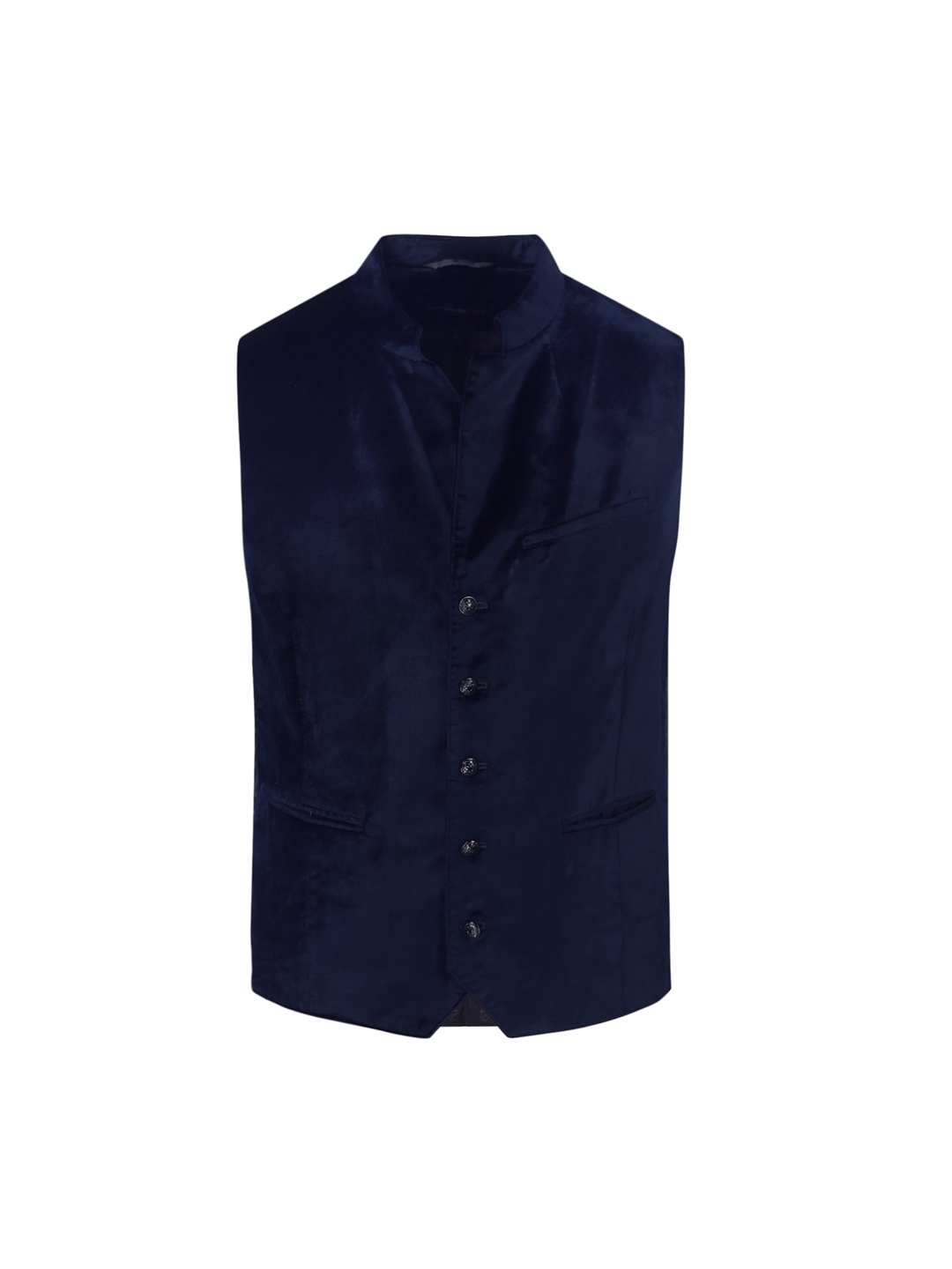 

JOHN VARVATOS Men Navy Blue Longline Pure Cotton Tailored Jacket