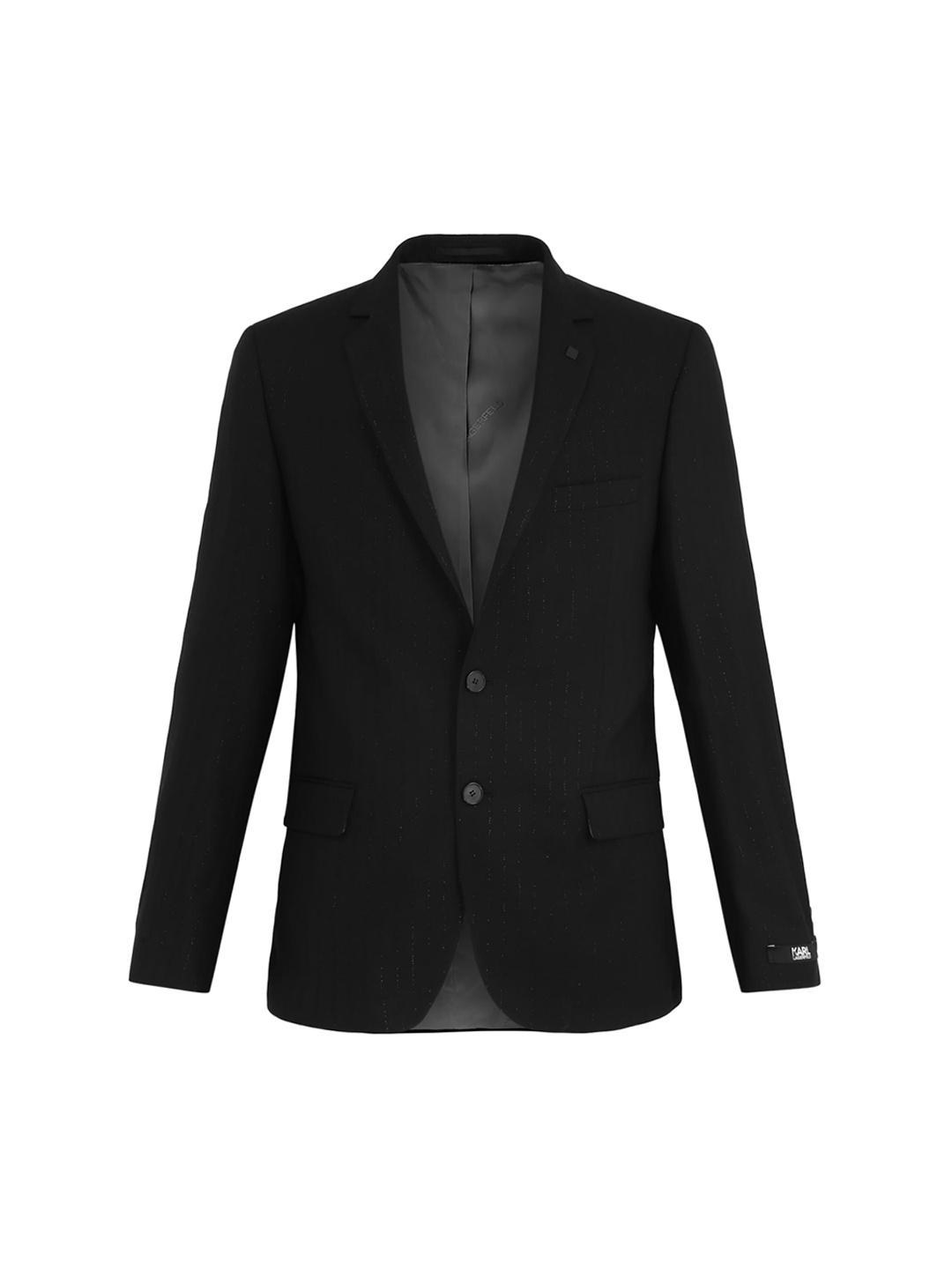 

LAGERFELD Men Black Self Design Single Breasted Tailored Blazer