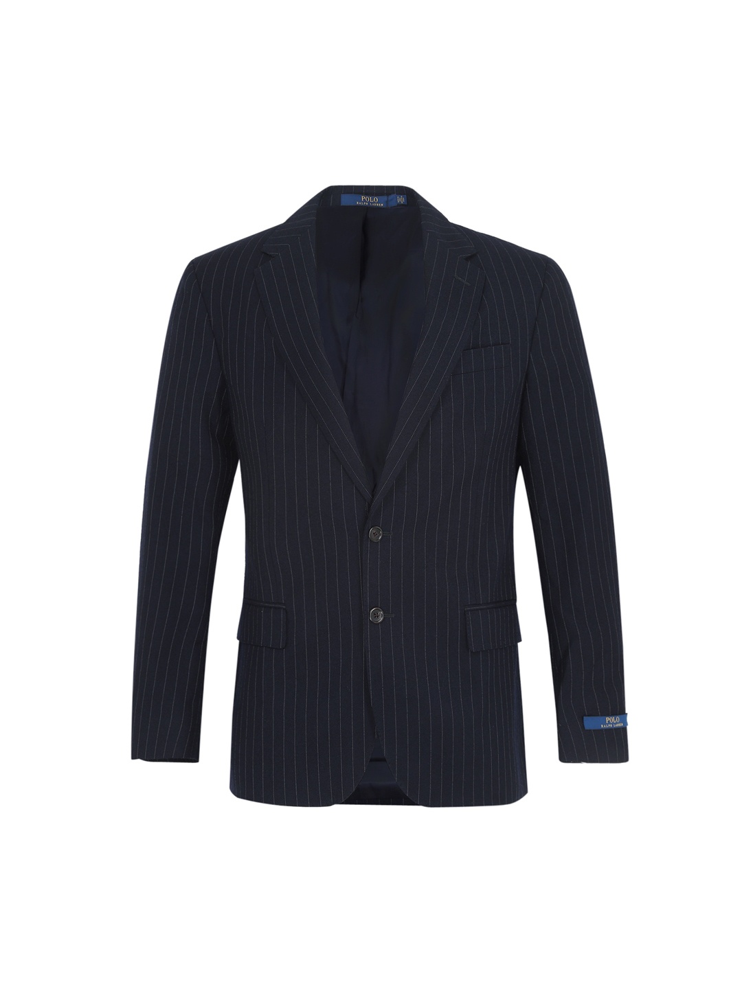 

Polo Ralph Lauren Men Navy Blue Striped Longline Tailored Blazer