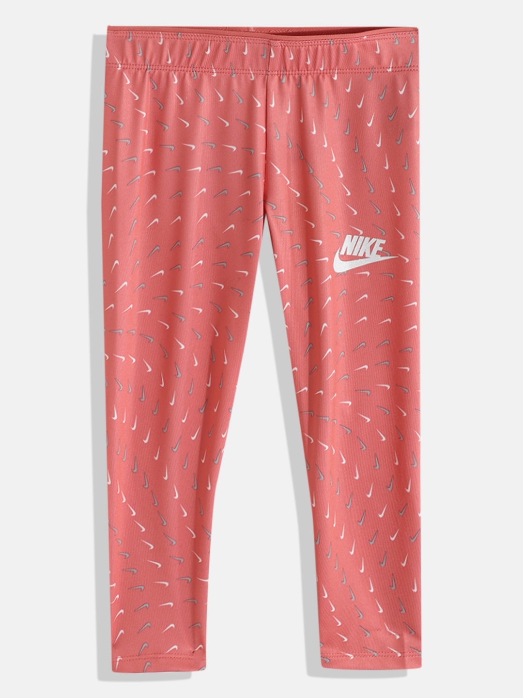

Nike Girls Coral & White Essential Brand Logo Printed Sport Leggings