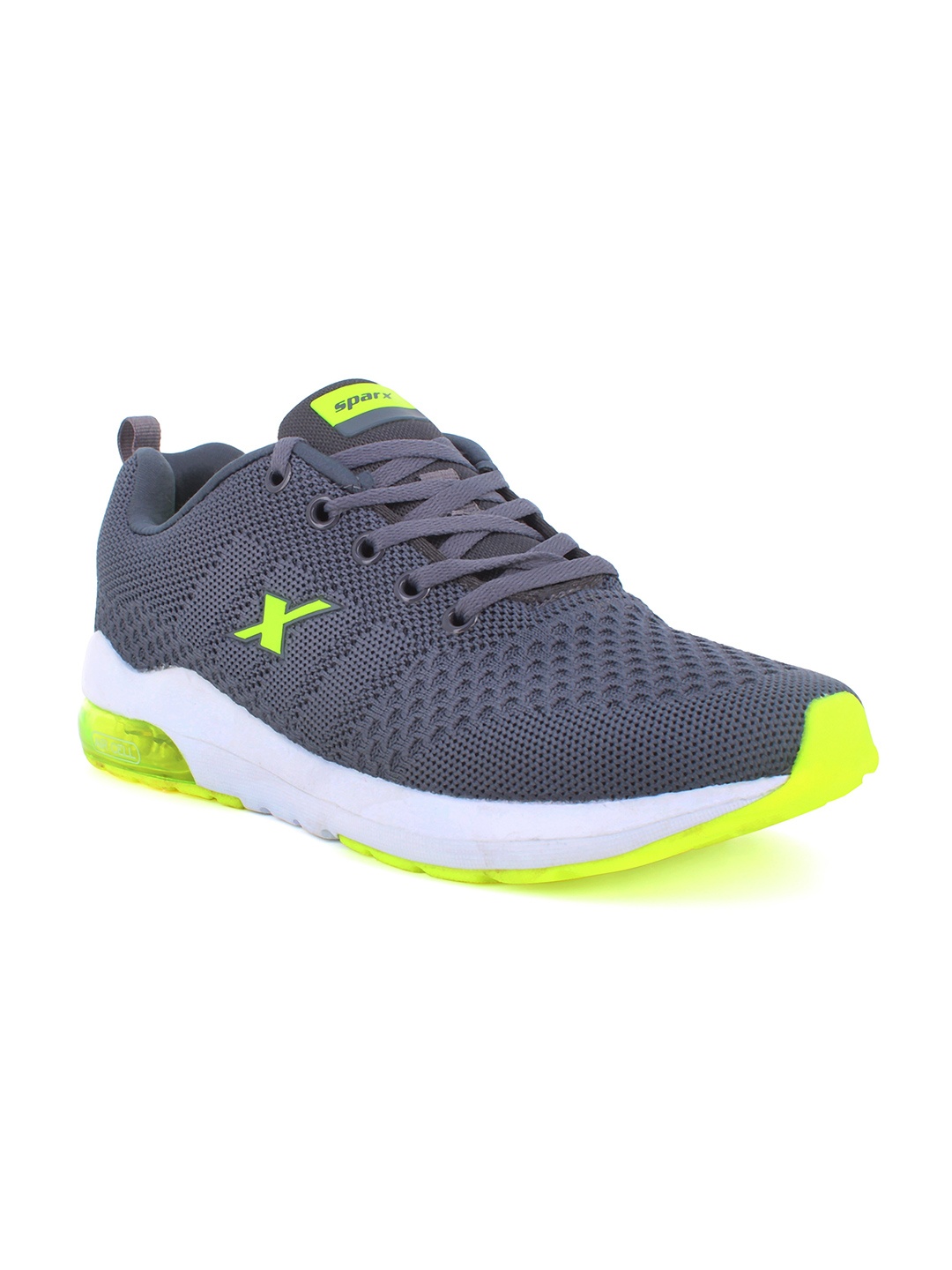 

Sparx Men Grey & Fluorescent Green Mesh Non-Marking Running Shoes