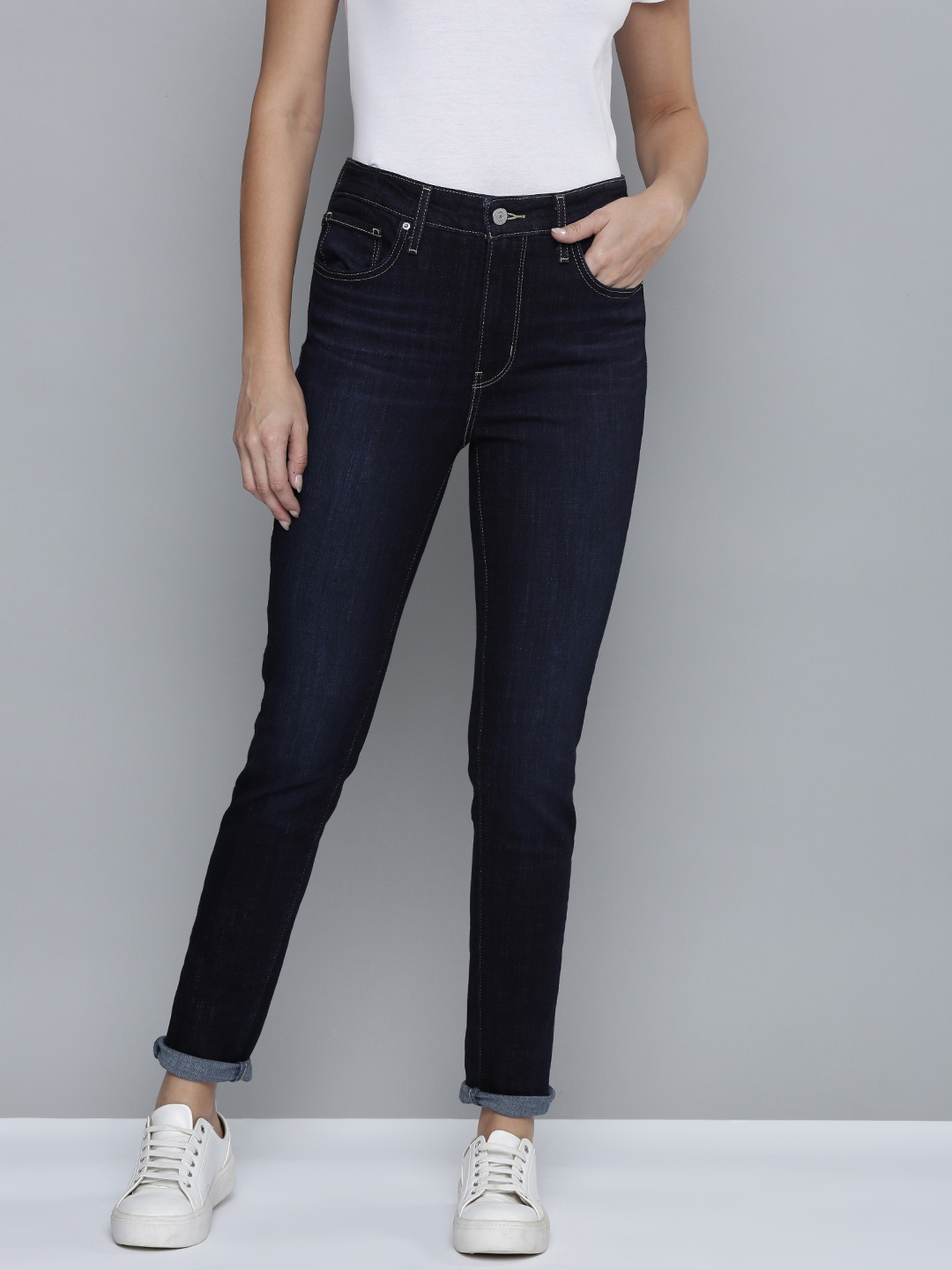 

Levis Women Dark Indigo Skinny Fit High-Rise Stretchable Casual Jeans, Navy blue