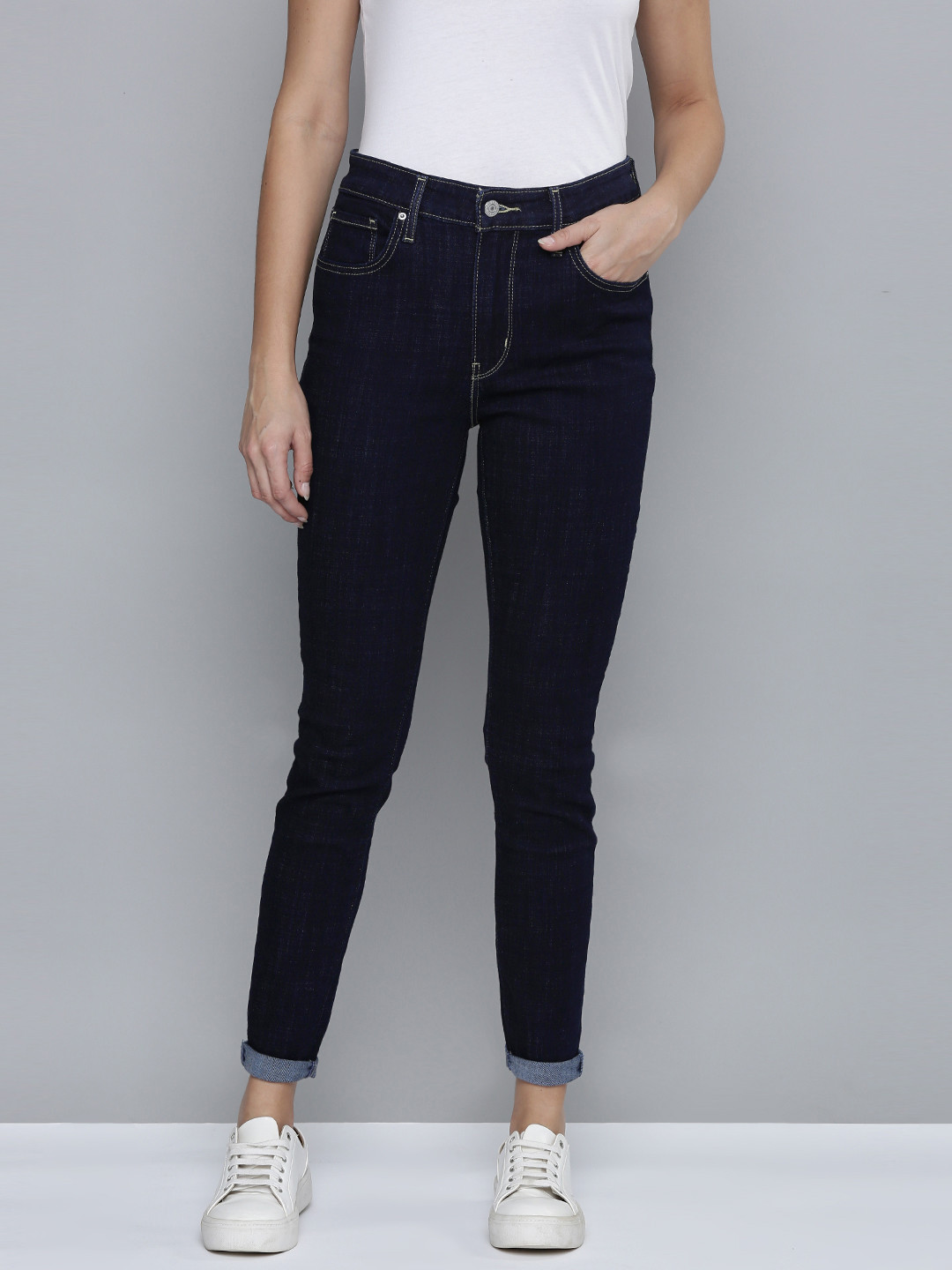 

Levis Women Dark Indigo Skinny Fit High-Rise Stretchable Casual Jeans, Navy blue