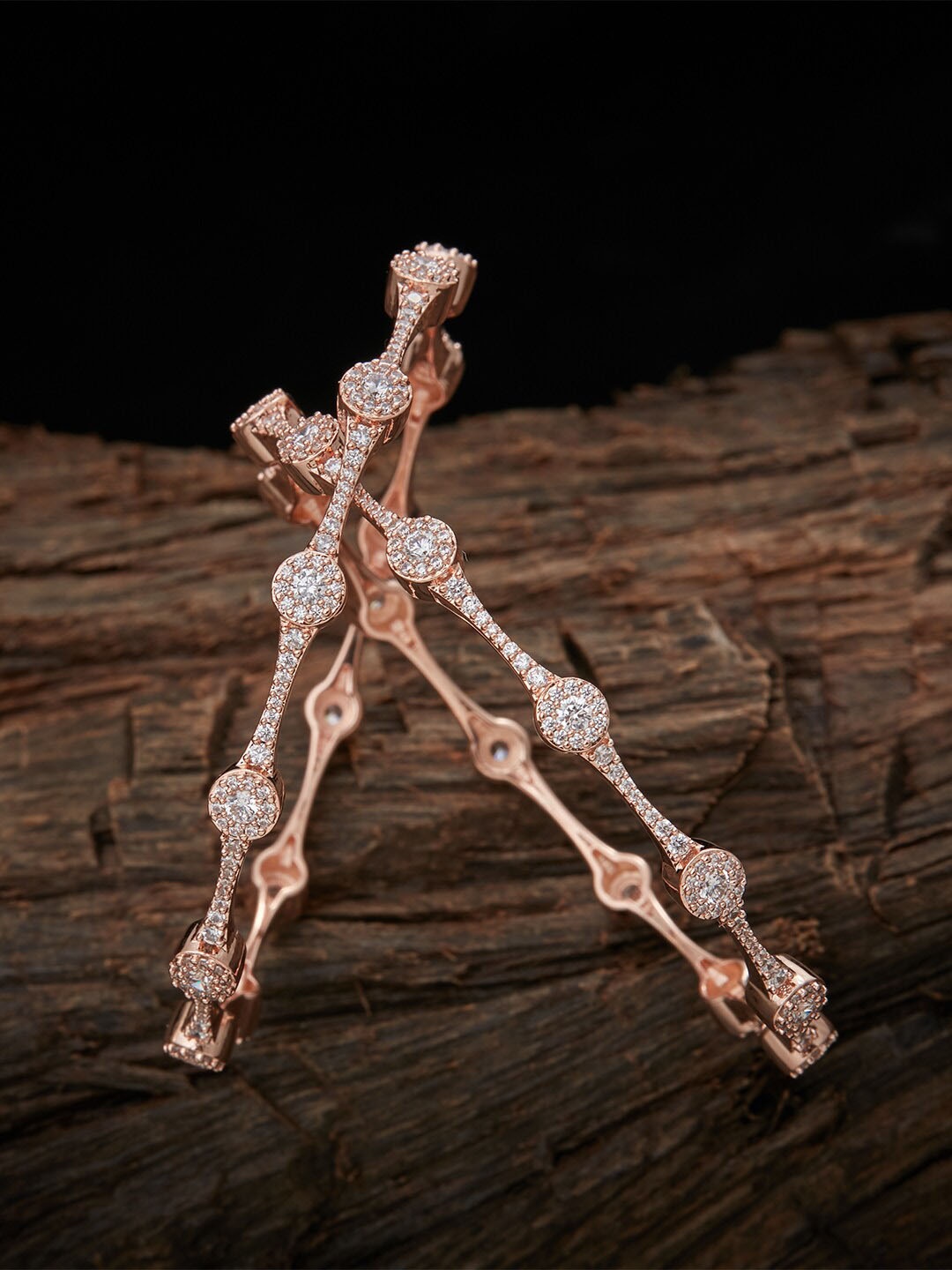 

Kushal's Fashion Jewellery Women Rose Gold-Plated CZ Studded Set of 2 Bangles