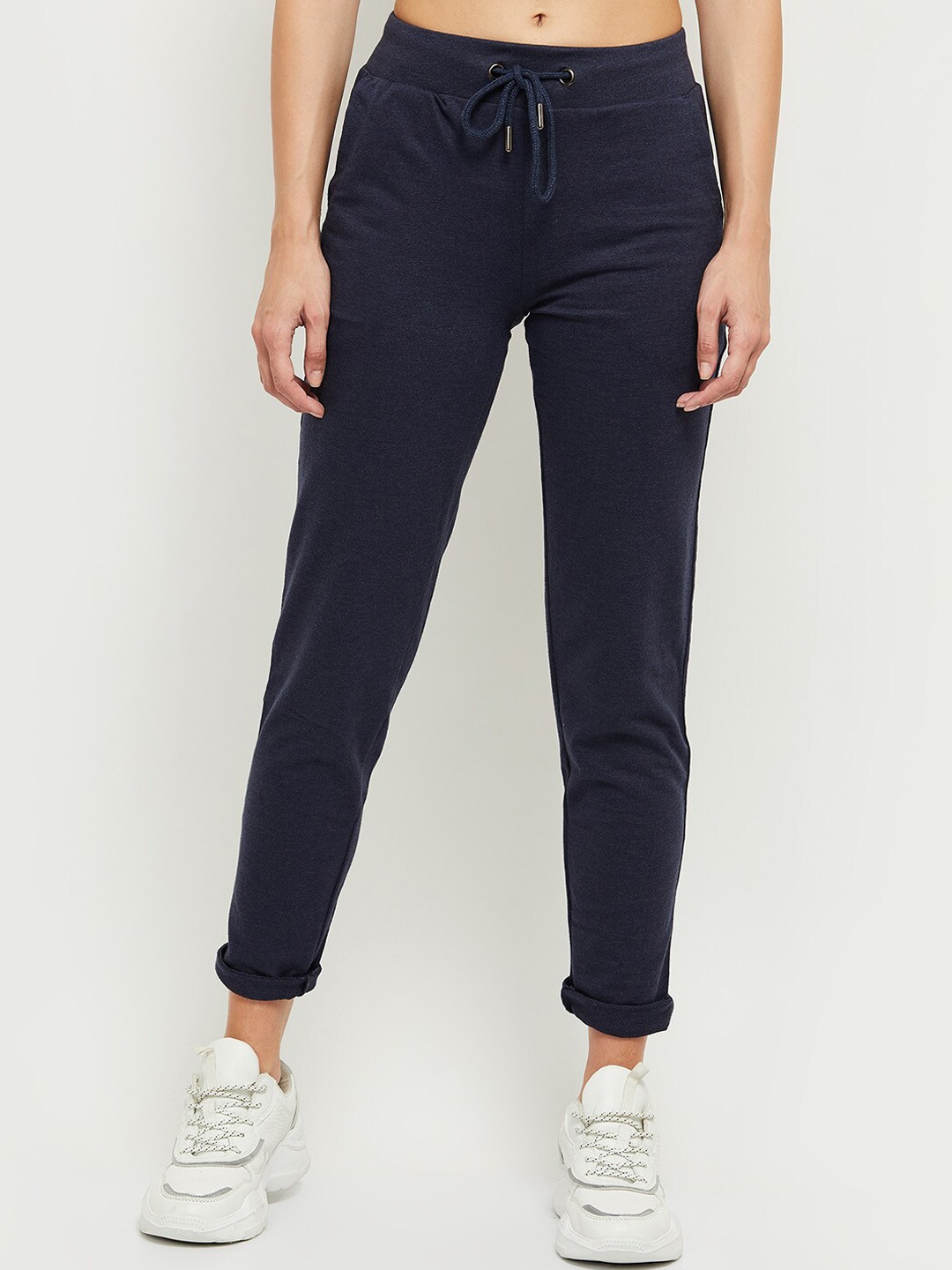 

max Women Blue Solid Regular Track Pants