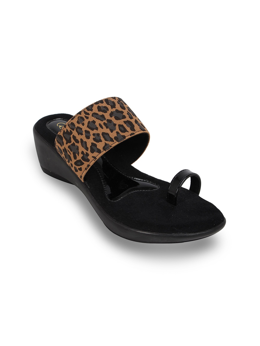 

Catwalk Black Printed Work Wedge Sandals