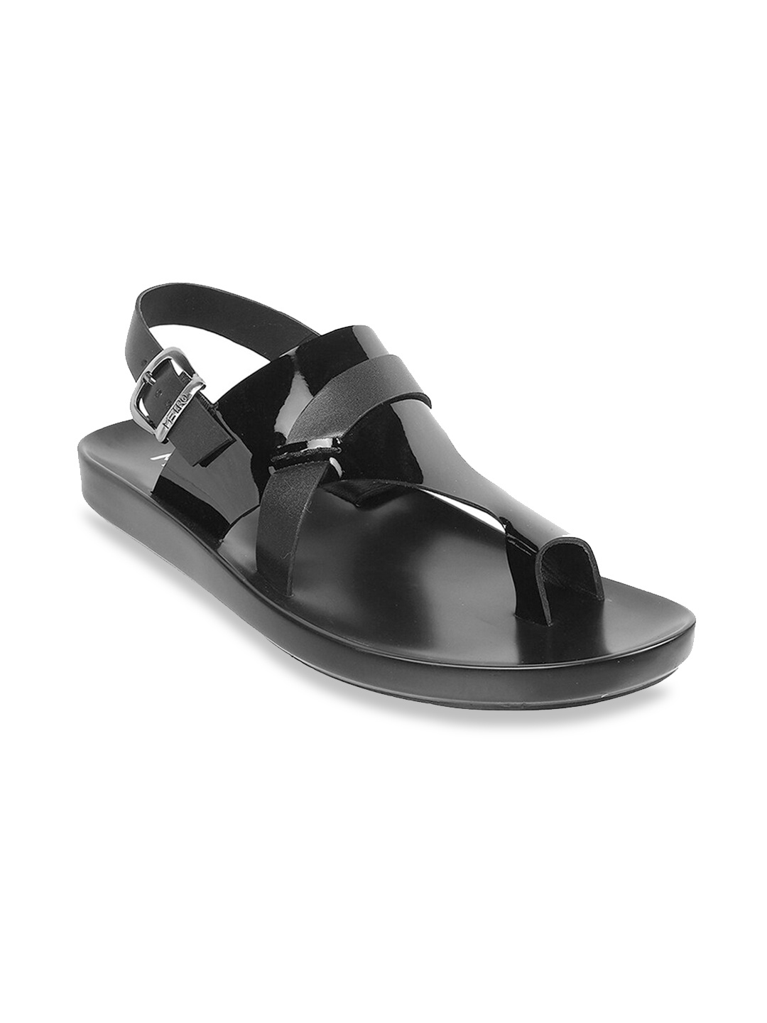 

Metro Men Black Leather Comfort Sandals