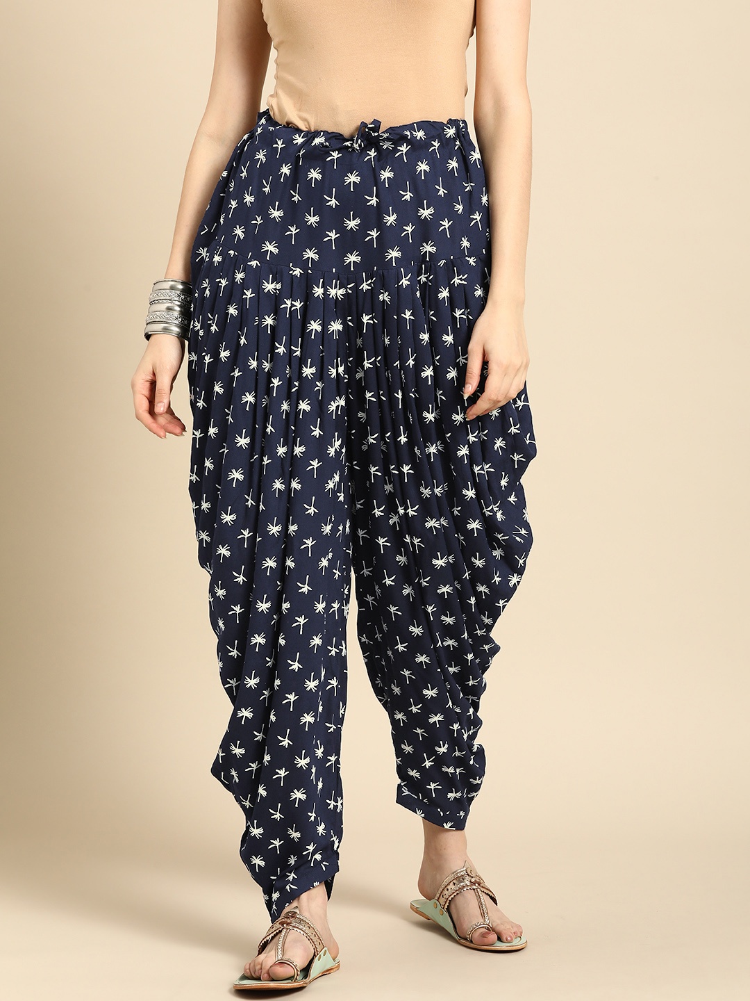 

Anouk Women Navy Blue Conversational Printed Dhoti Pants