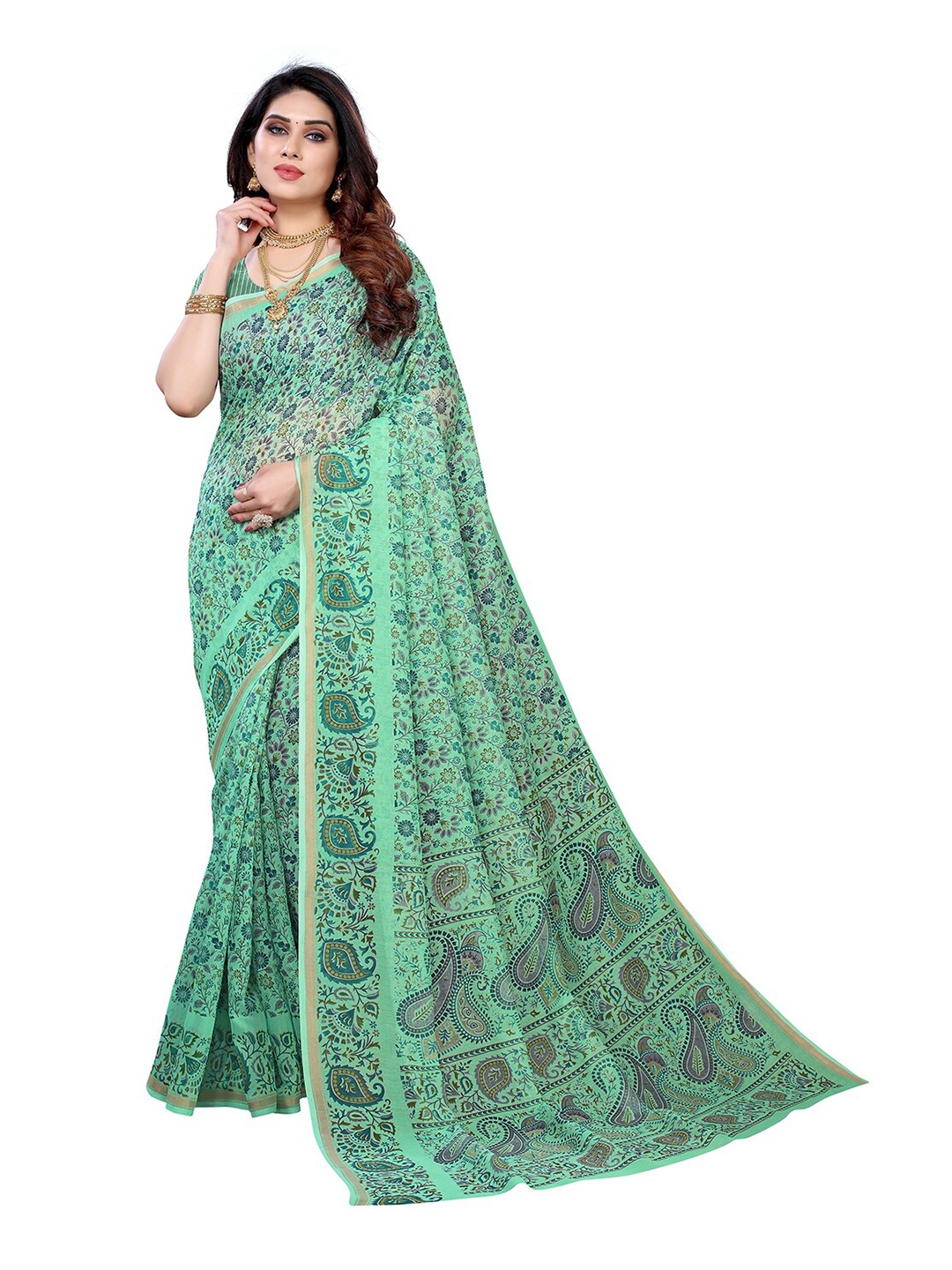

KALINI Green Ethnic Motifs Printed Saree