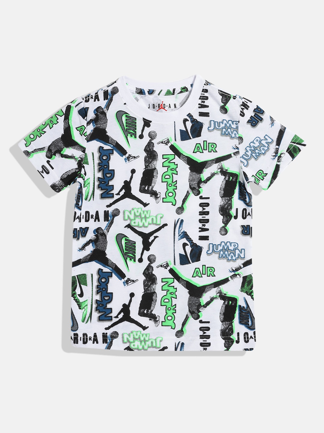 

Jordan Boys White & Black Throwback Pure Cotton Graphic Printed T-shirt