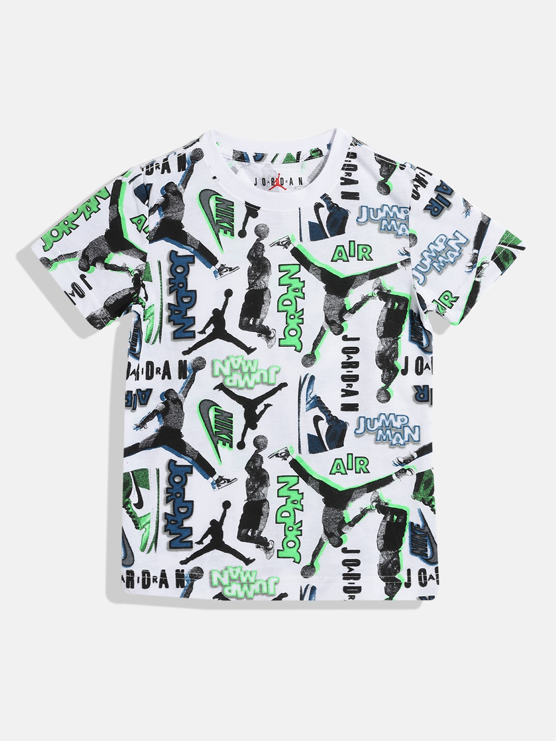 

Jordan Boys White & Black Throwback Pure Cotton Graphic Printed T-shirt