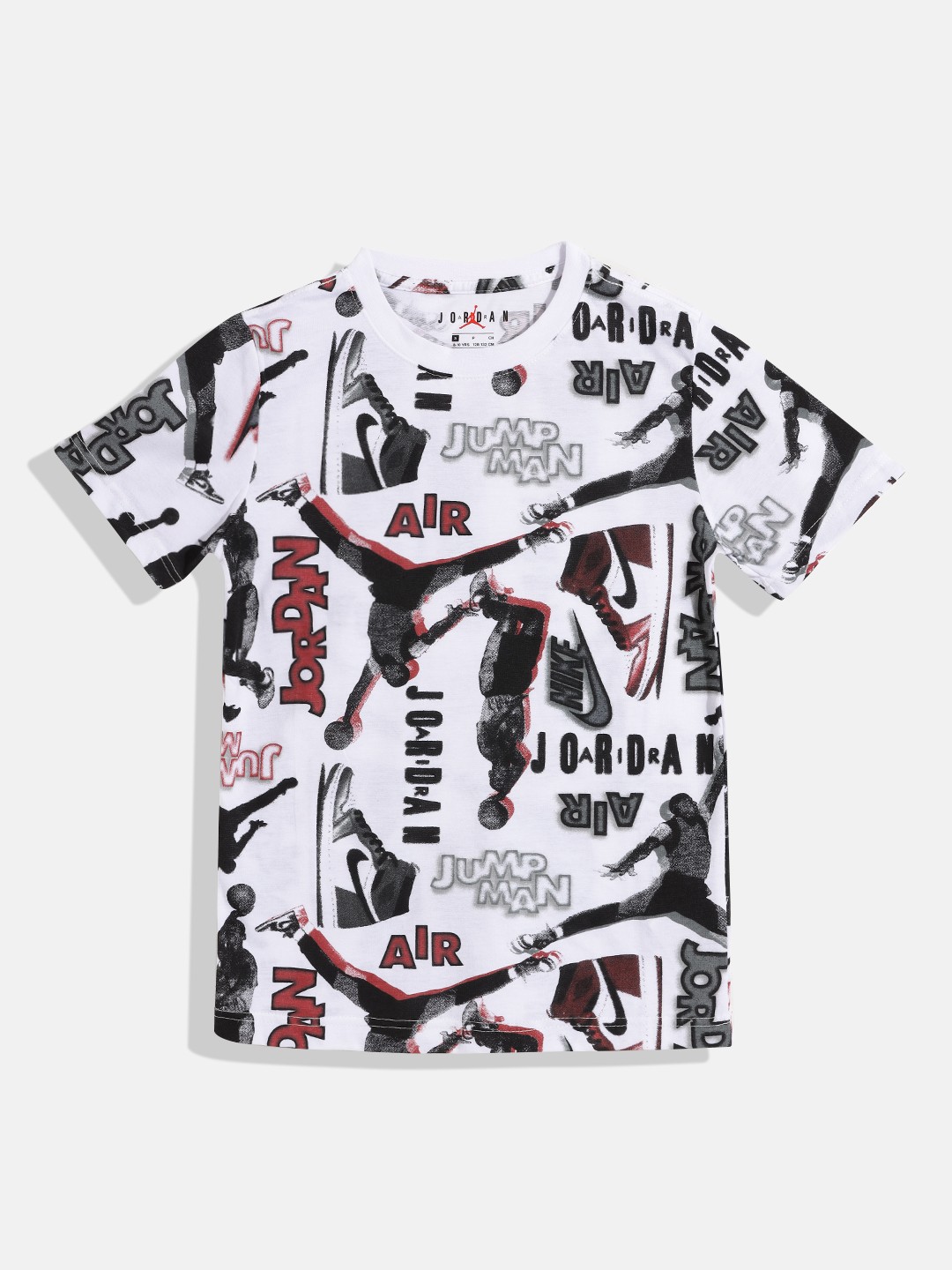 

Jordan Boys White & Black Throwback Pure Cotton Graphic Printed T-shirt