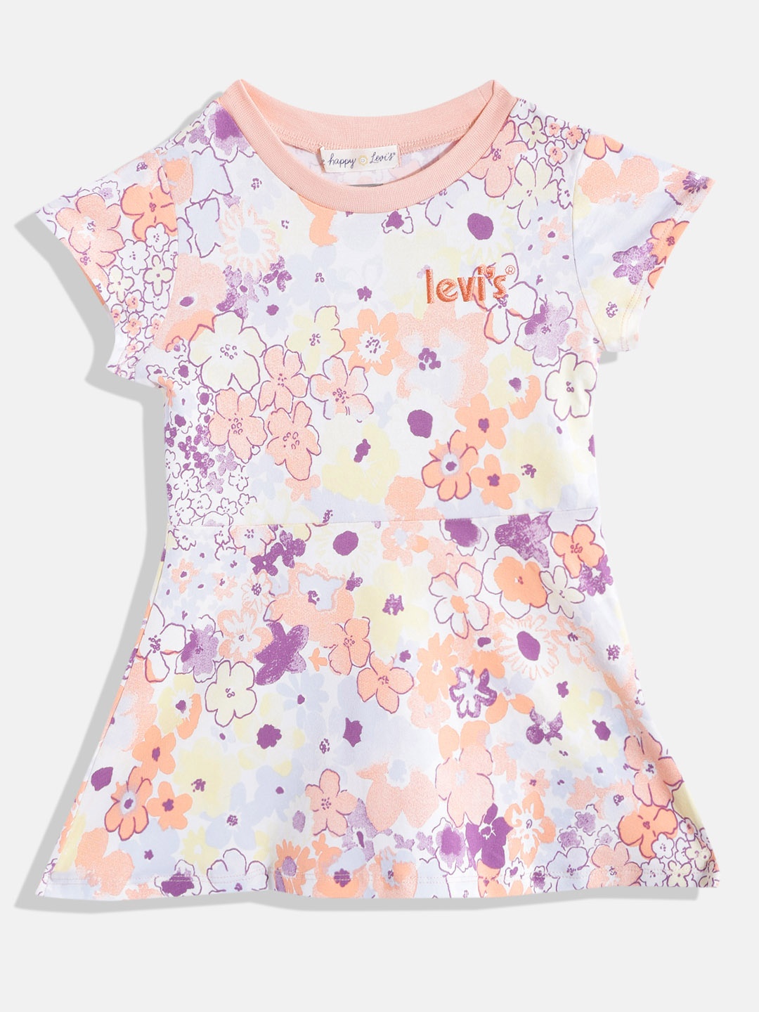 

Levis Girls White & Pink Floral Print Fit & Flare Dress