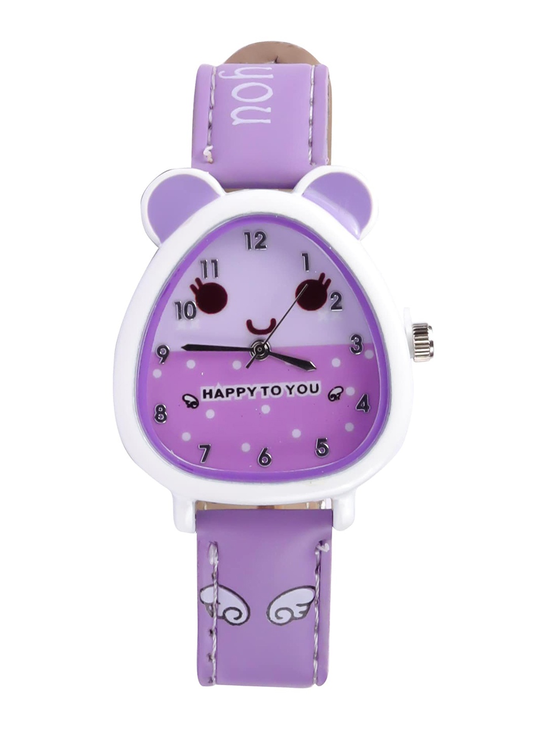 

Spiky Kids White Embellished Dial Leather Straps Analogue Watch Hty_Vio_Wht_1, Purple