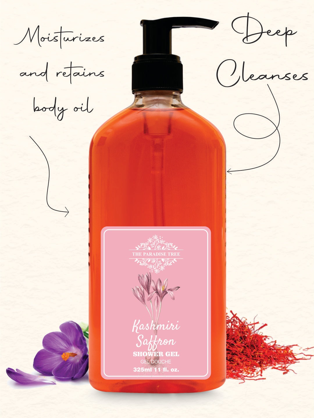 

The Paradise Tree Kashmiri Saffron Shower Gel - 325 ml, Pink