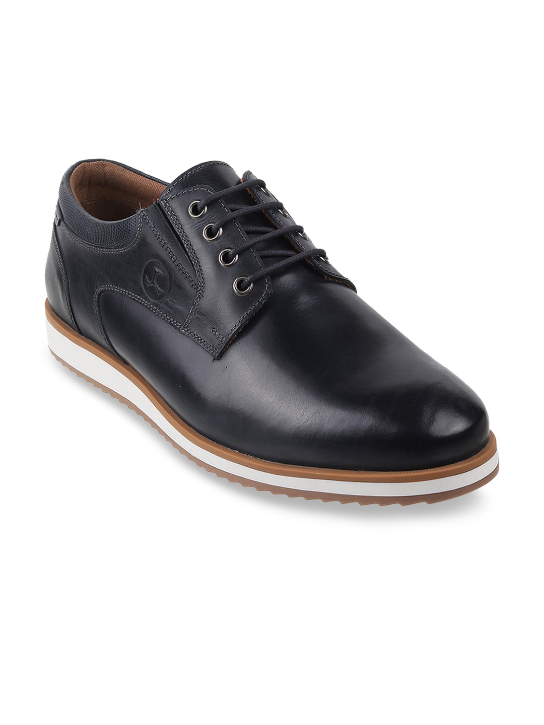 

Mochi Men Blue Solid Leather Derbys