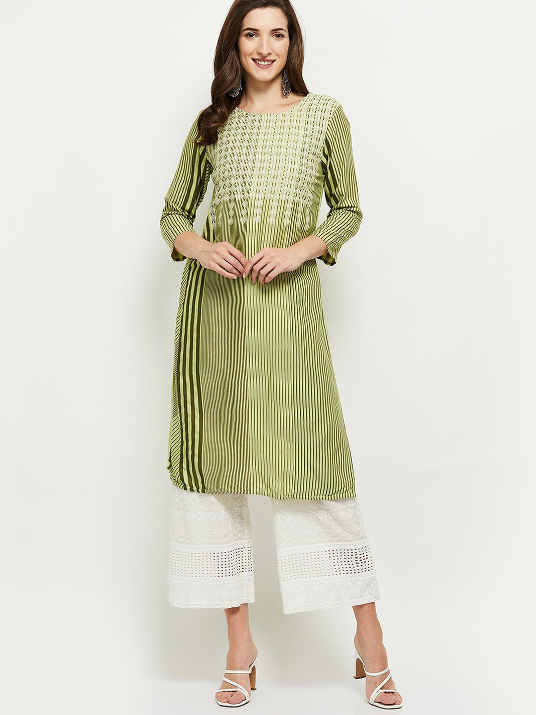

max Women Green Ethnic Motifs Printed Kurta