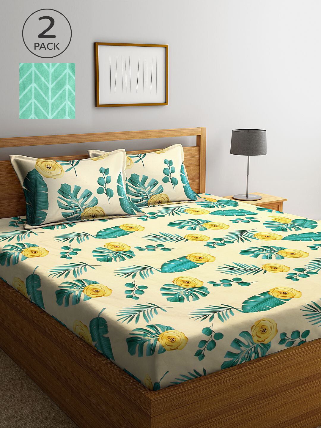 

KLOTTHE Multi Floral 210 TC King Double 2 Bedsheets with 4 Pillow Covers