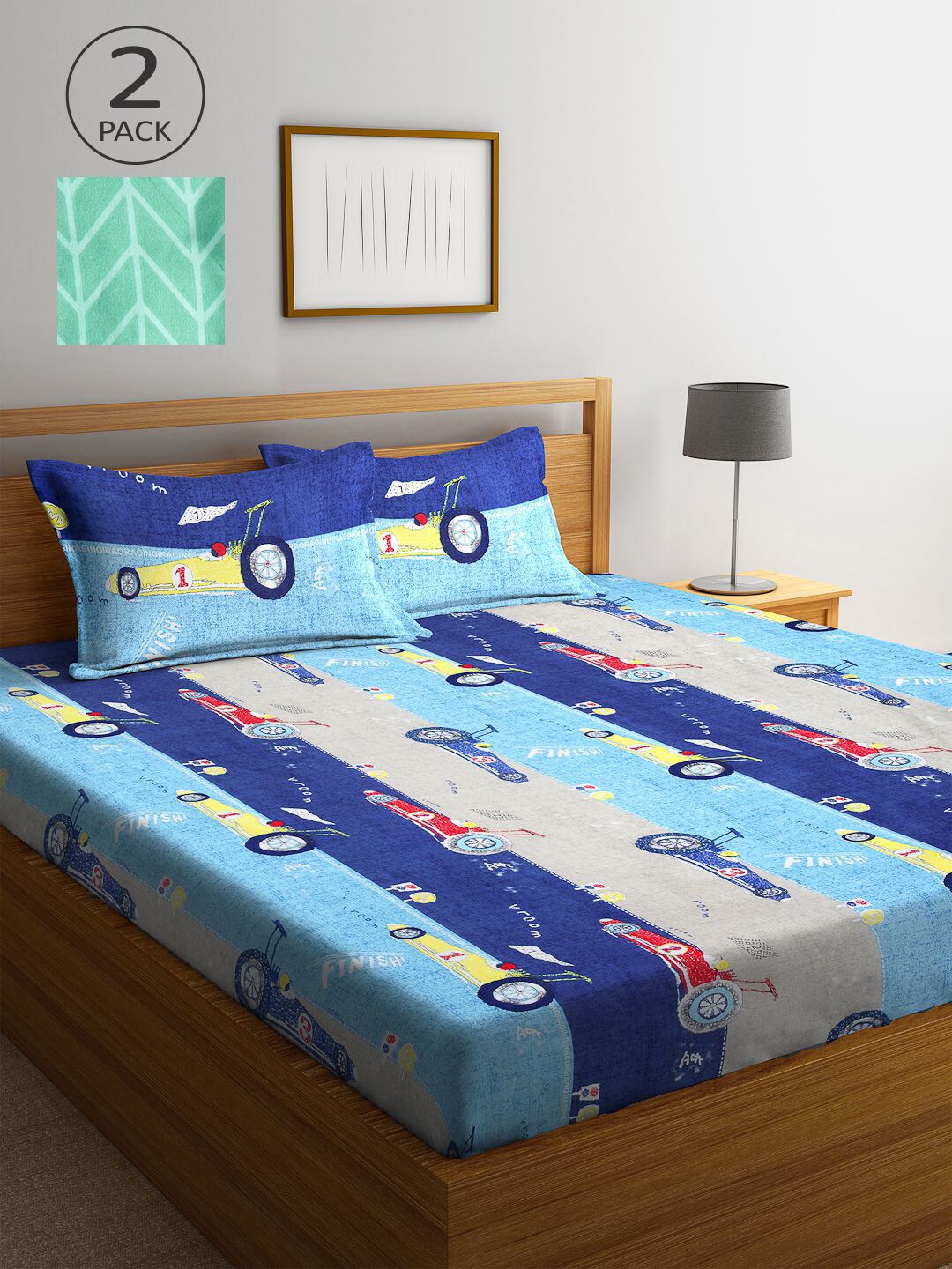 

KLOTTHE Multi Abstract 210 TC Double King 2 Bedsheets with 4 Pillow Covers