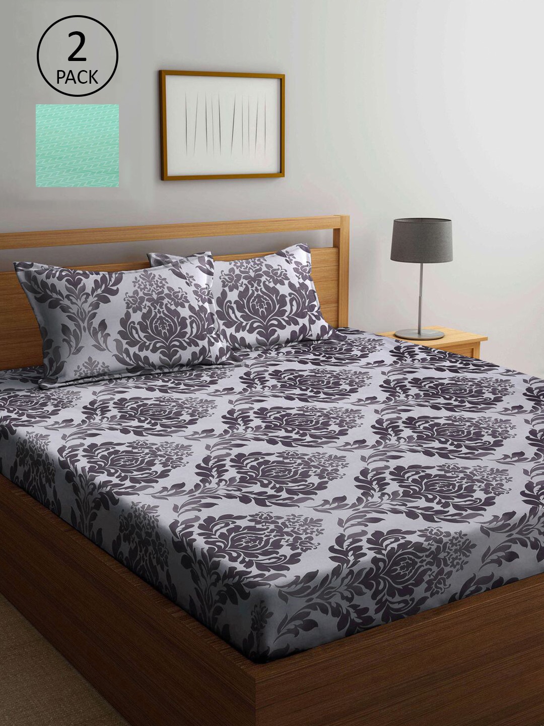 

KLOTTHE Multicoloured Floral 210 TC 2 King Bedsheet with 4 Pillow Covers, Multi