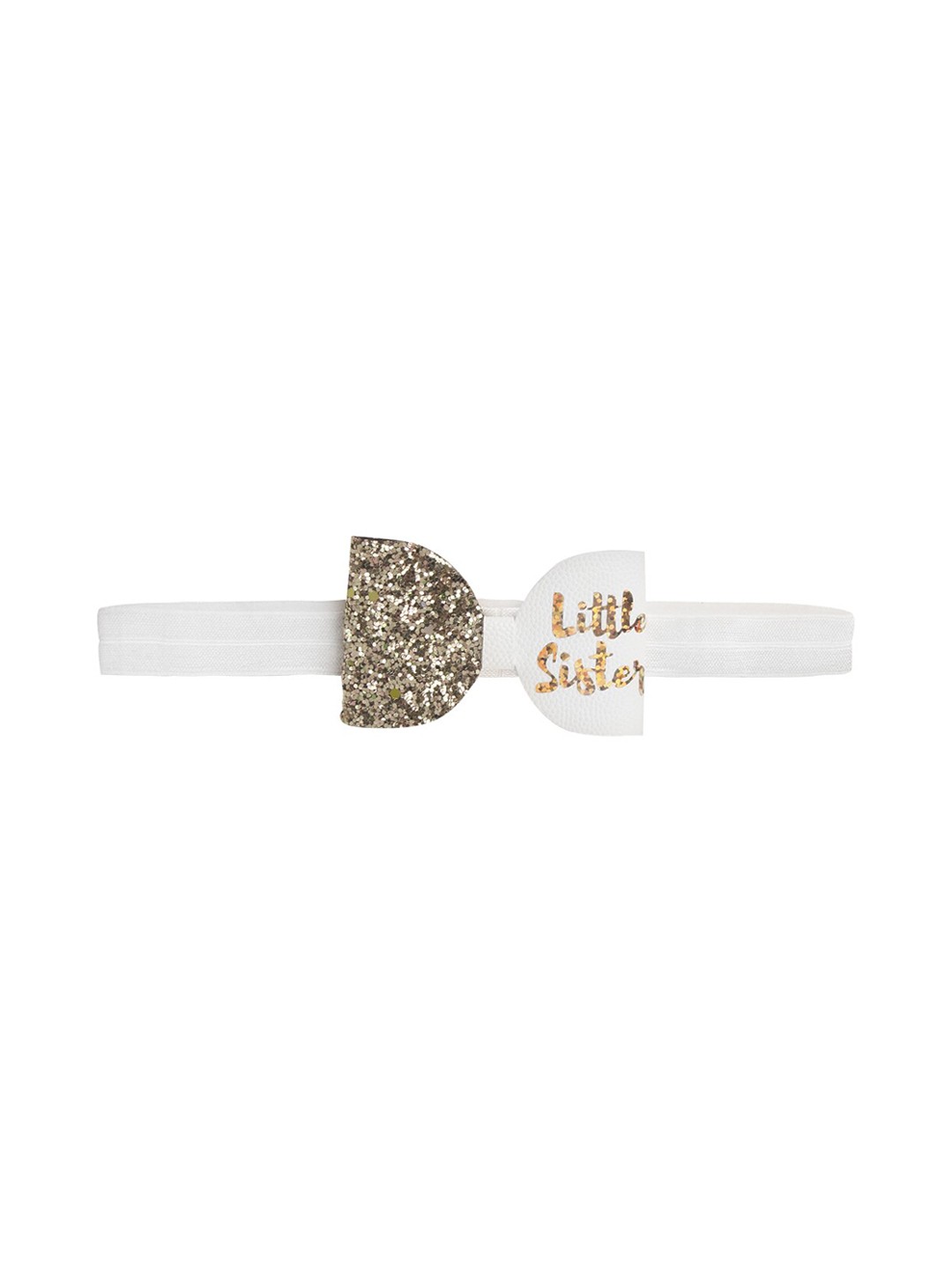 

Aye Candy Girls White & Gold-Coloured Embellished Little Sister Bow Headband