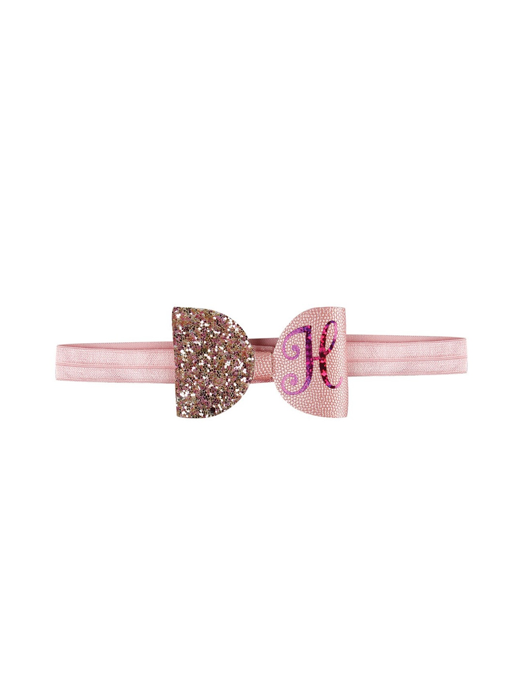 

Aye Candy Girls Pink & Gold-Toned Embellished H Initial Bow Headband