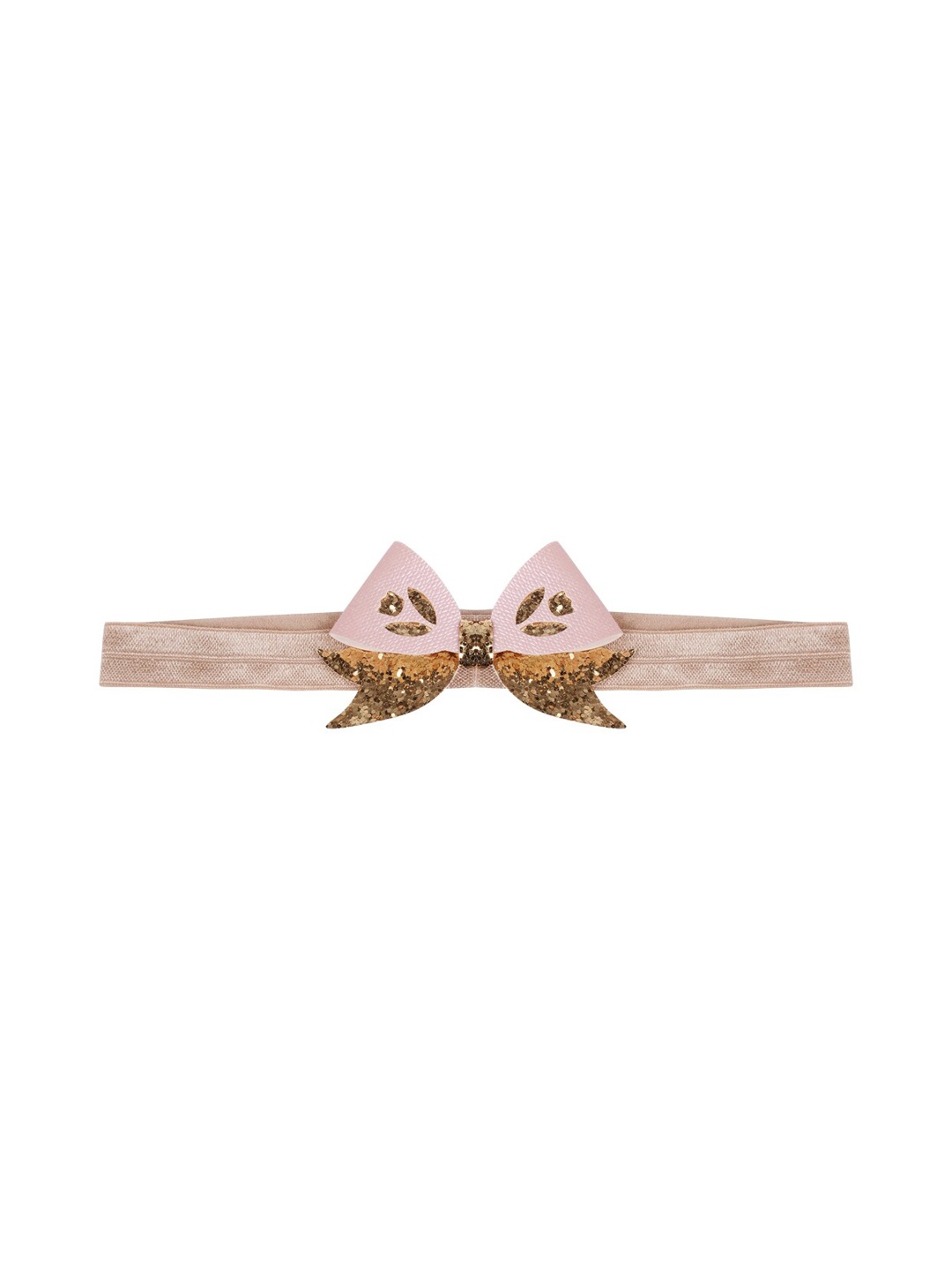 

Aye Candy Girls Pink & Gold Embellished Tulip Small Pigtail Bow Headband