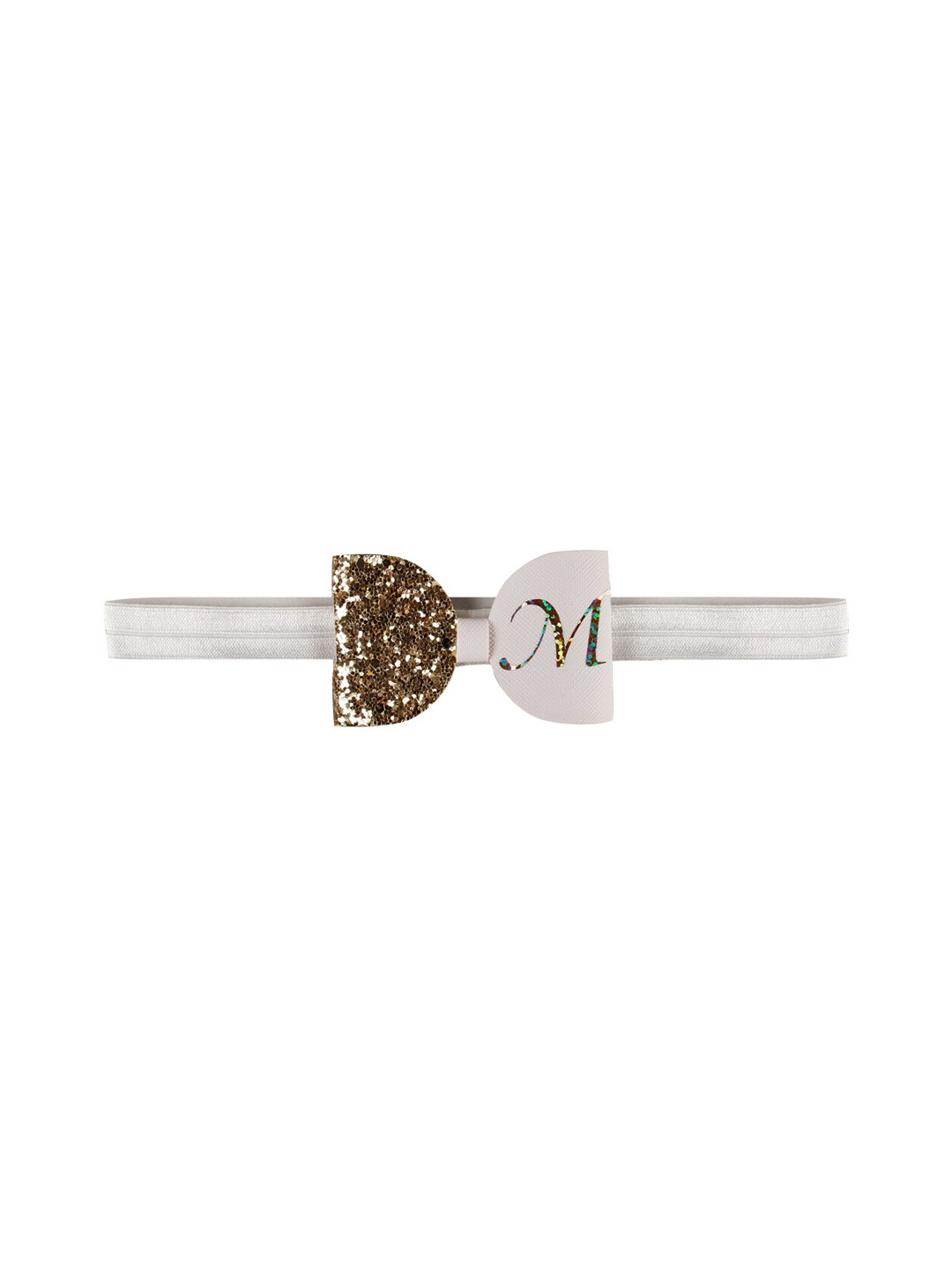 

Aye Candy Girls White & Gold-Toned M Initial Bow Chill Wrap Headband