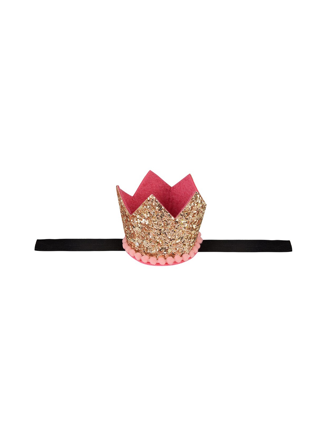 

Aye Candy Girls Gold-Toned & Pink Embellished Crown Hairband