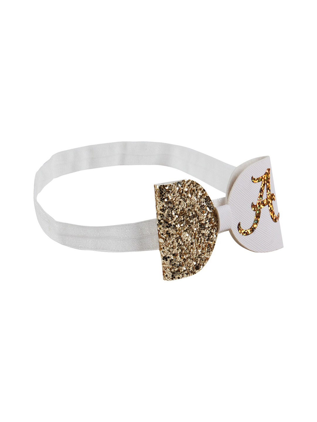 

Aye Candy Girls White & Gold-Toned A Initial Bow Chill Wrap Headband