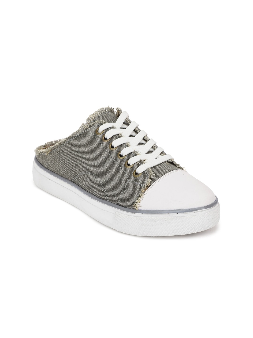 

FOREVER 21 Women Grey Woven Design PU Sneakers