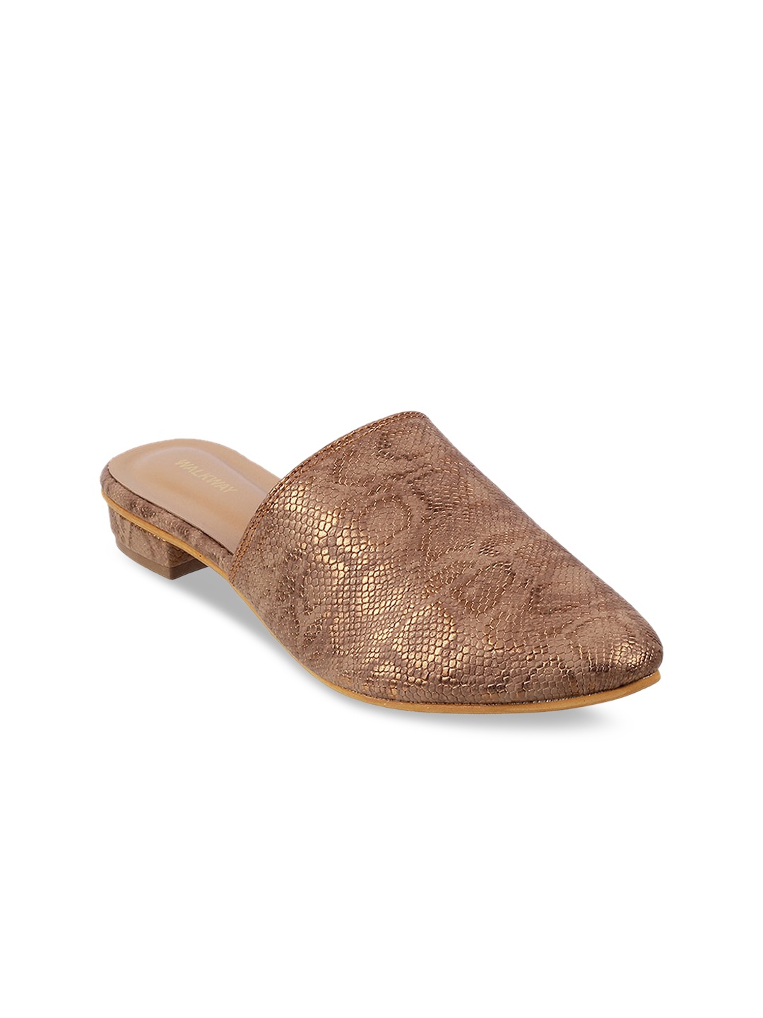 

WALKWAY by Metro Women Bronze-Toned Woven Design Mules Flats