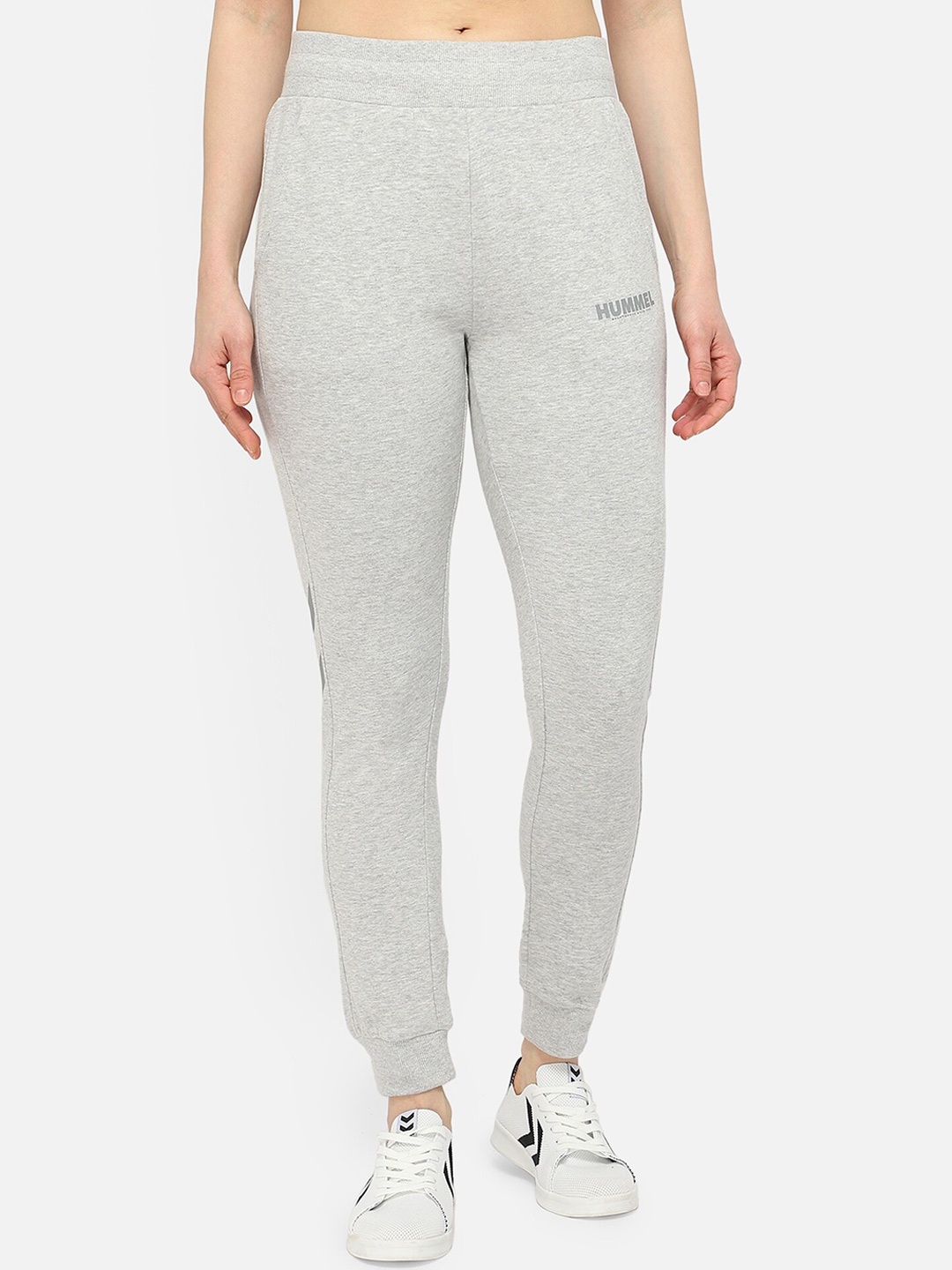 

hummel Women Grey Melange Solid Pure Cotton Joggers