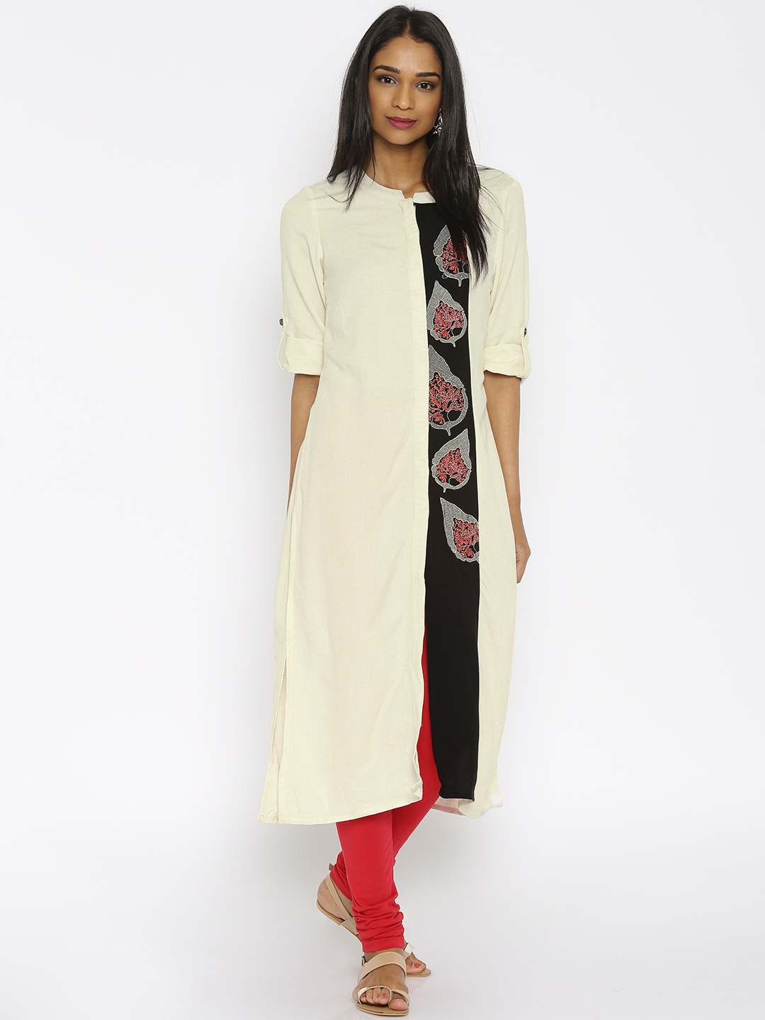 

Global Desi Women Off-White Printed Straight Kurta