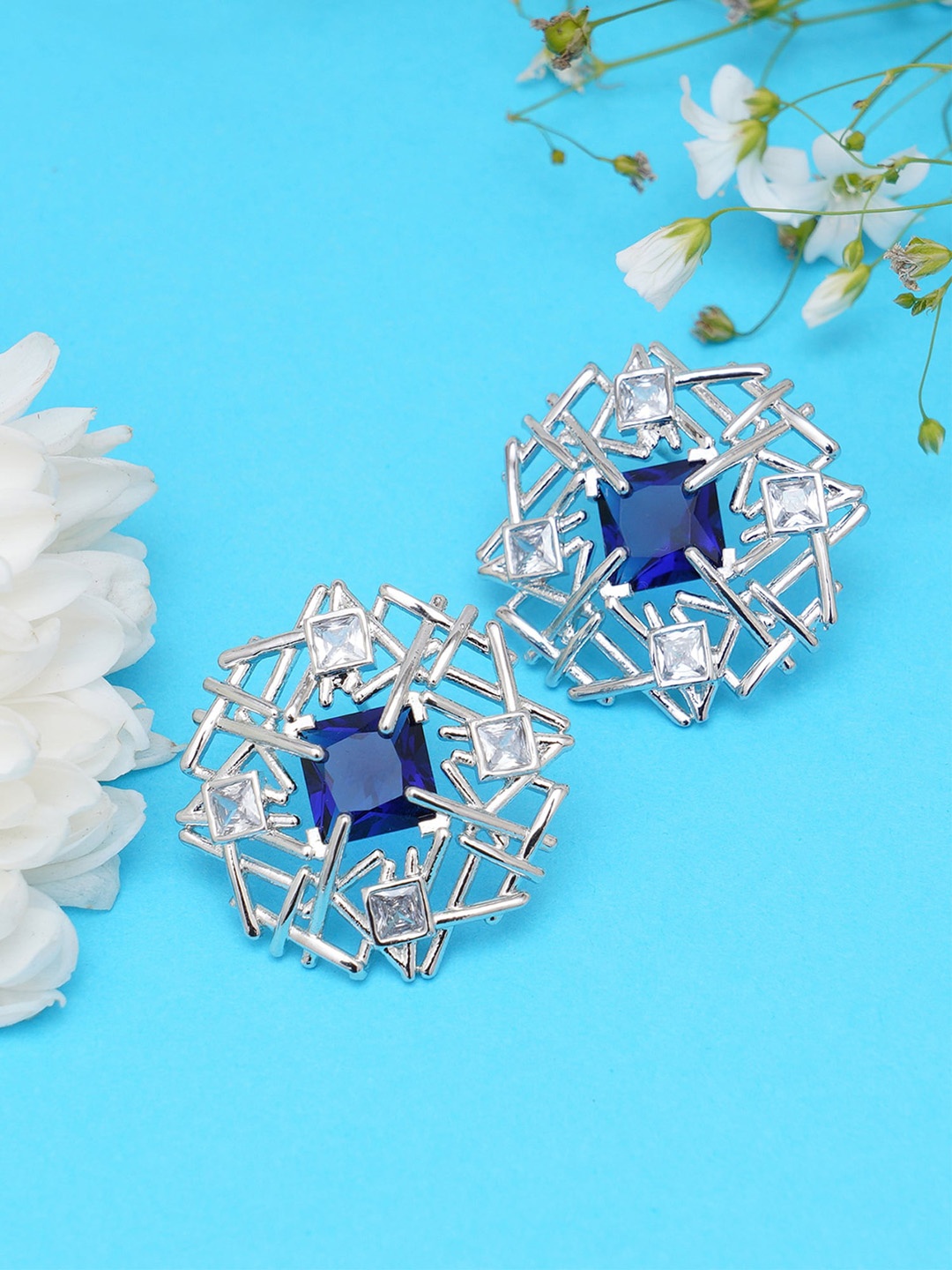 

KARATCART Blue Contemporary Studs Earrings