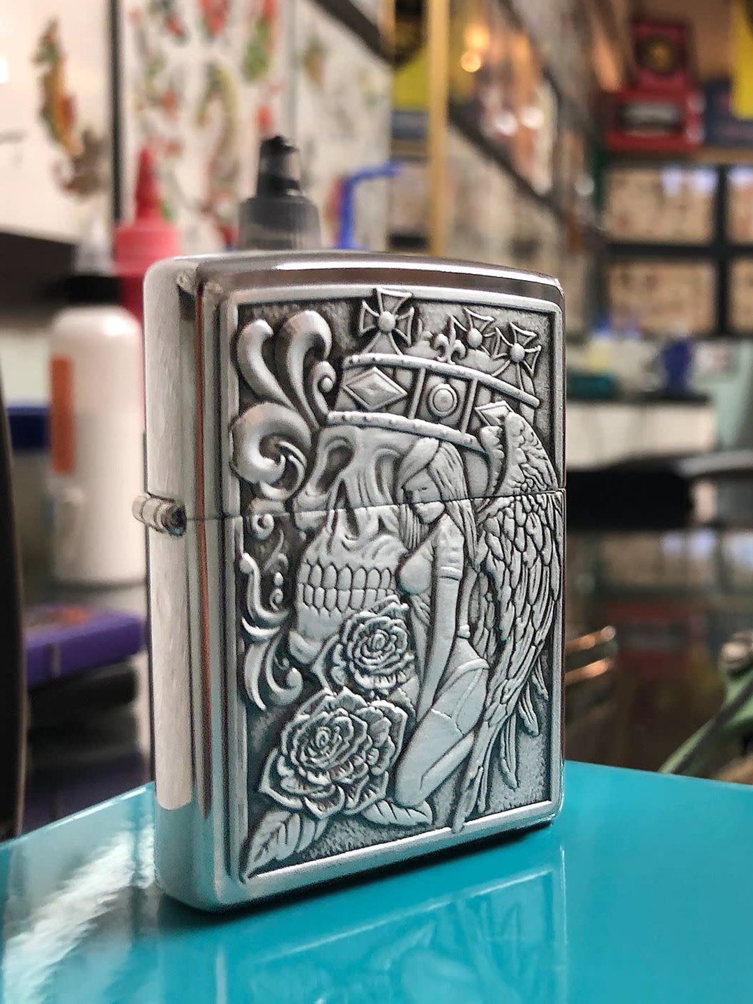 

Zippo Silver Skull & Angel Emblem Design Pocket Lighter