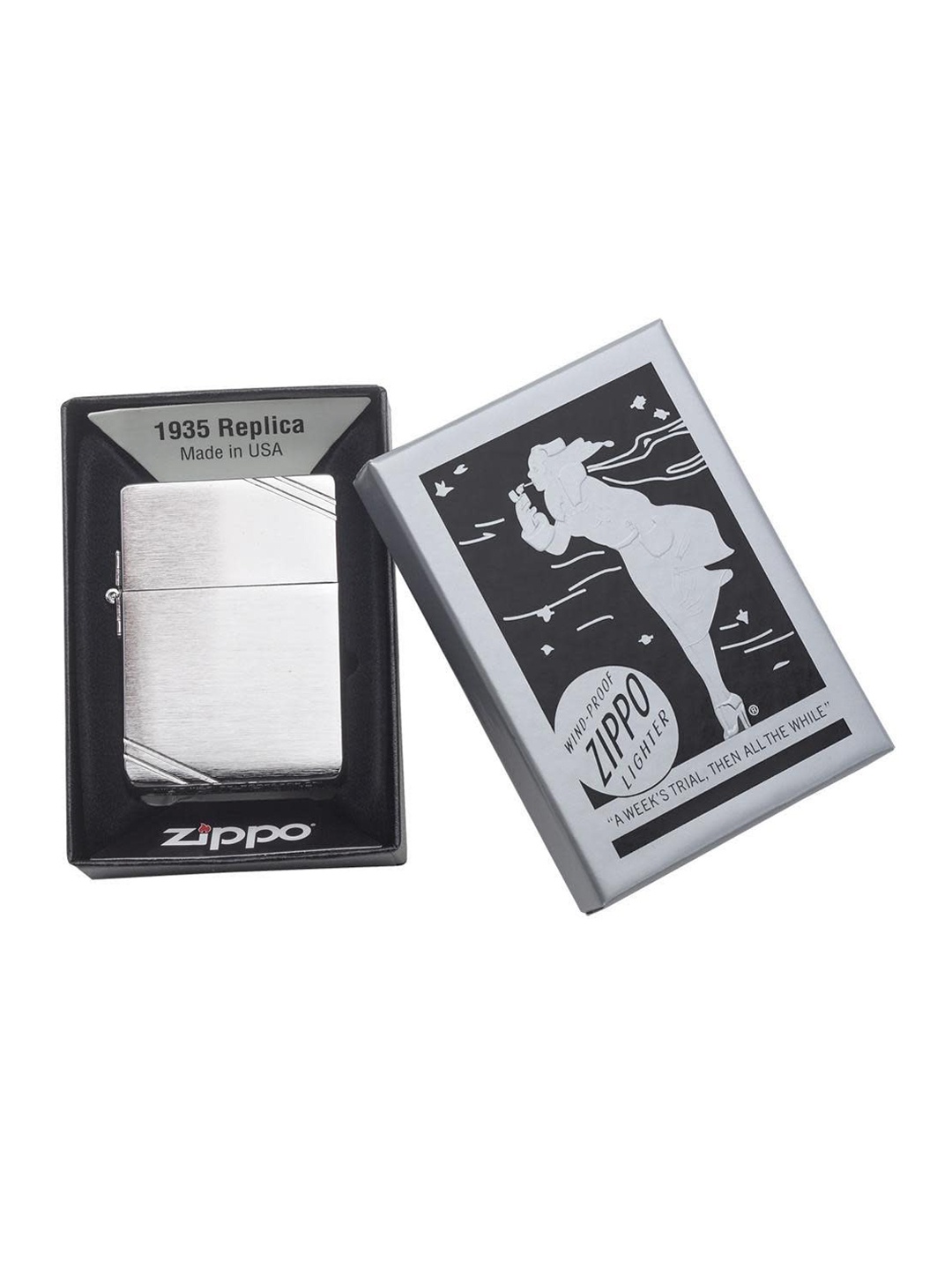 

Zippo 1935 Replica with Slashes Pocket Lighter, Black