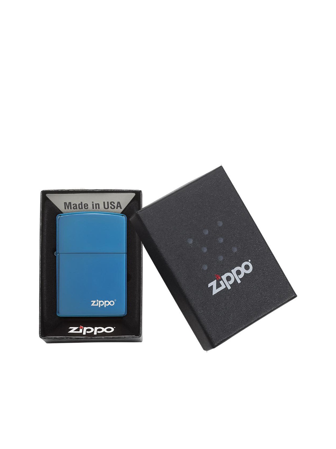 

Zippo Classic High Polish Blue Zippo Logo Pocket Lighter, Grey