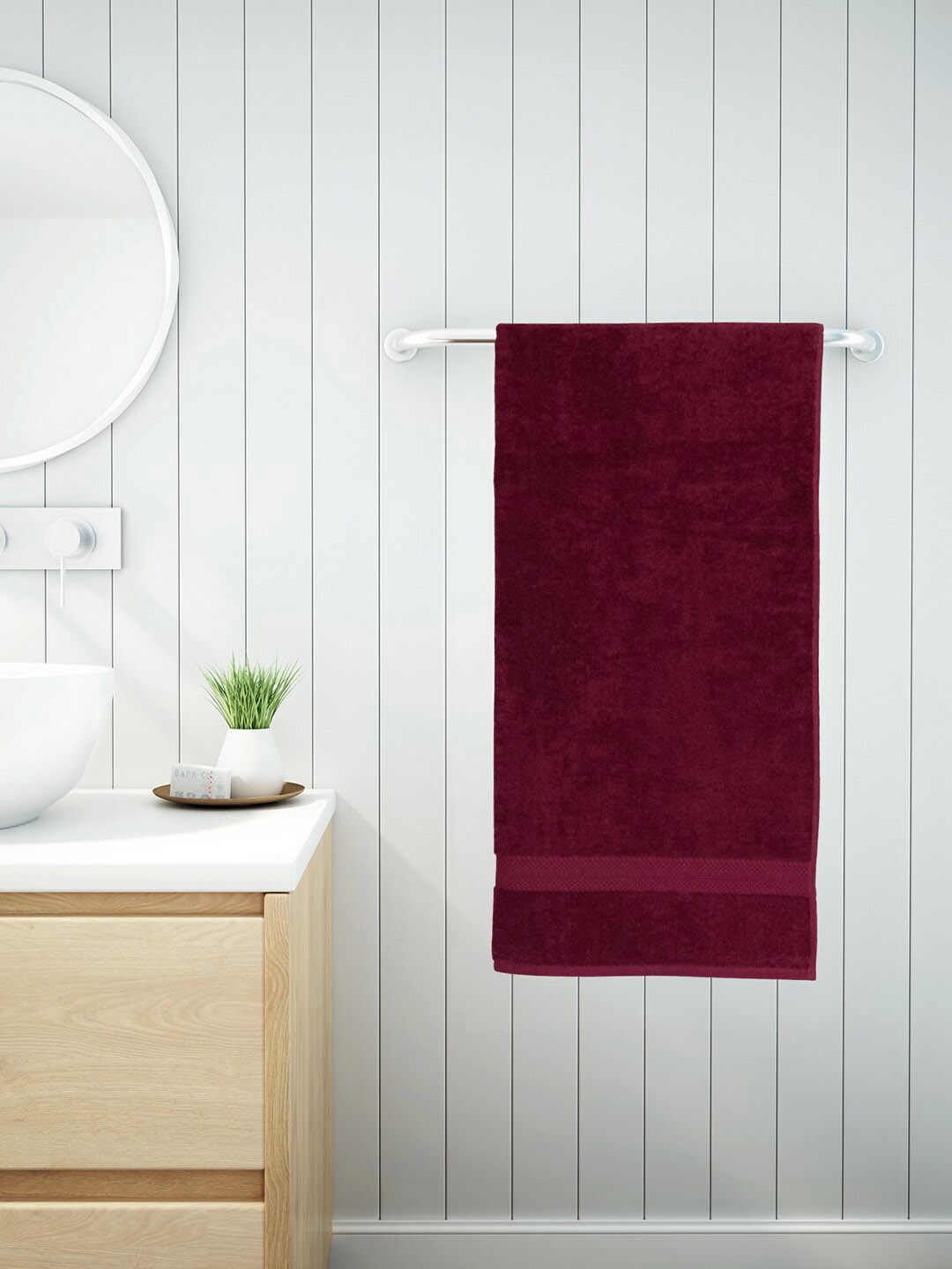 

SPACES Burgundy Solid Pure Cotton 480 GSM Towel Set