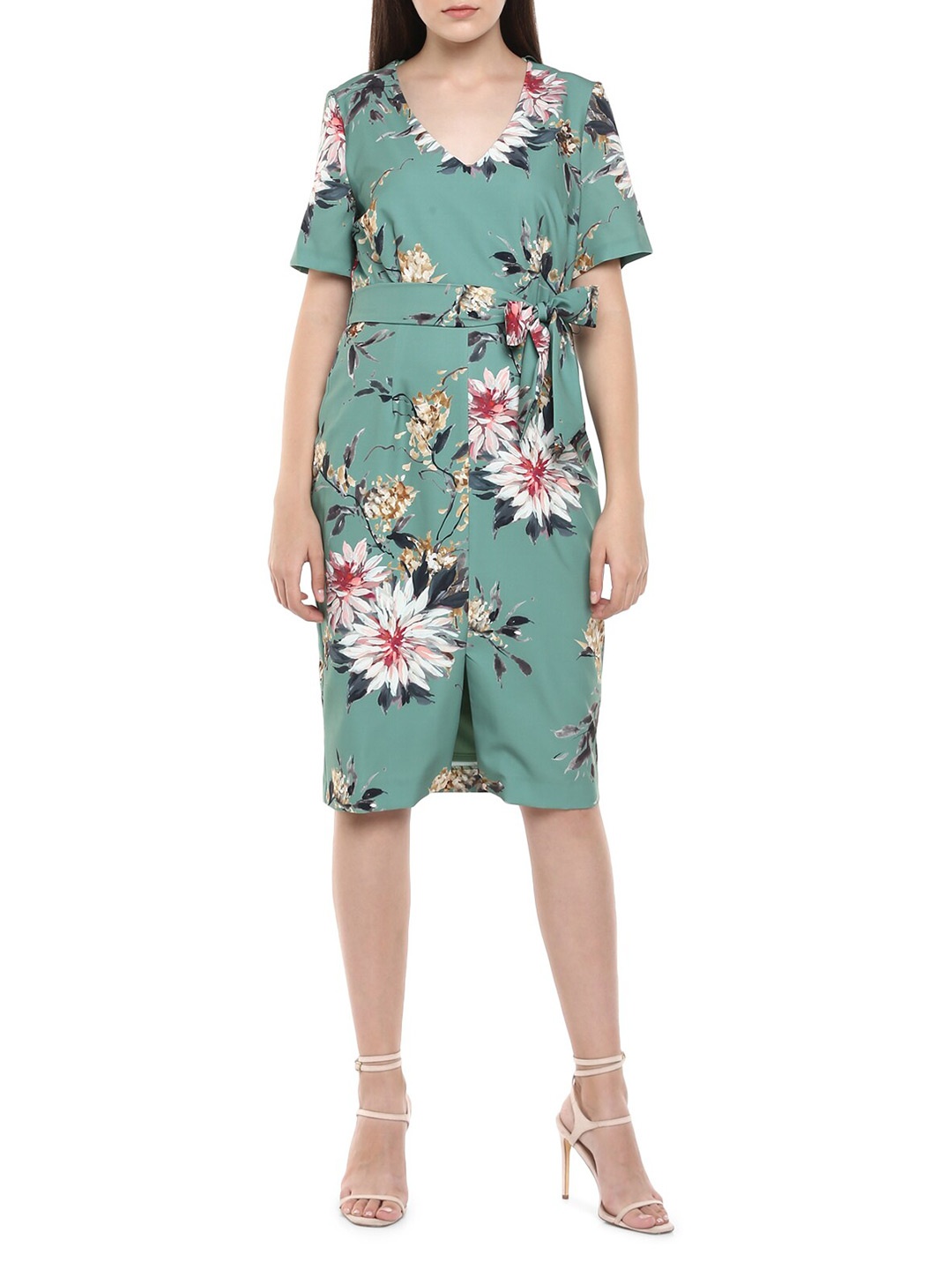 

Phase Eight Women Mint Green Floral Printed Sheath Dress