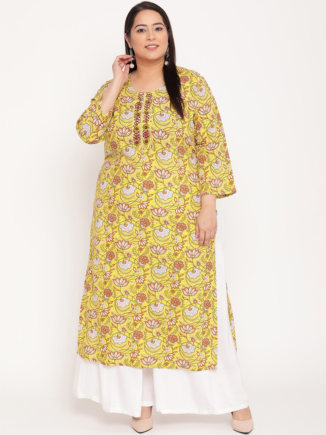 

Sringam Women Green Ethnic Motifs Printed Flared Sleeves Kurta